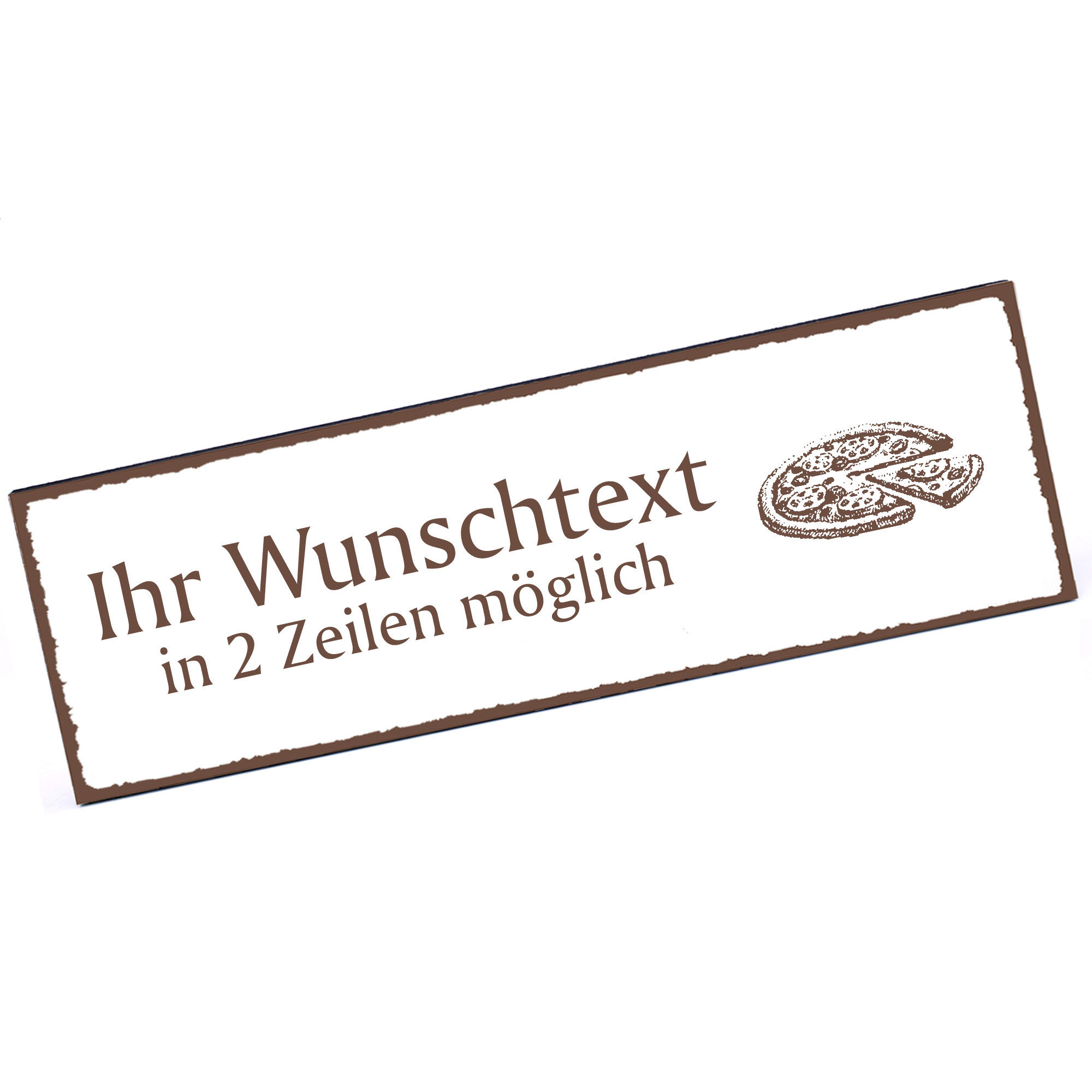 Türschild Pizza  Namensschild personalisiert mit Gravur - 150mm x 50mm - selbstklebend