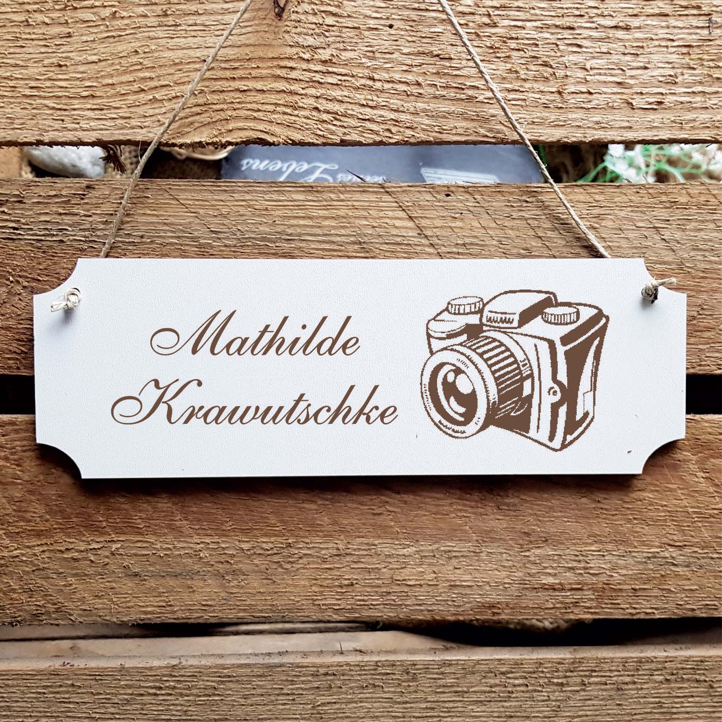 Schild « Fotograf Kamera » Namensschild Türschild zum Anhängen - 20 x 6,7 cm