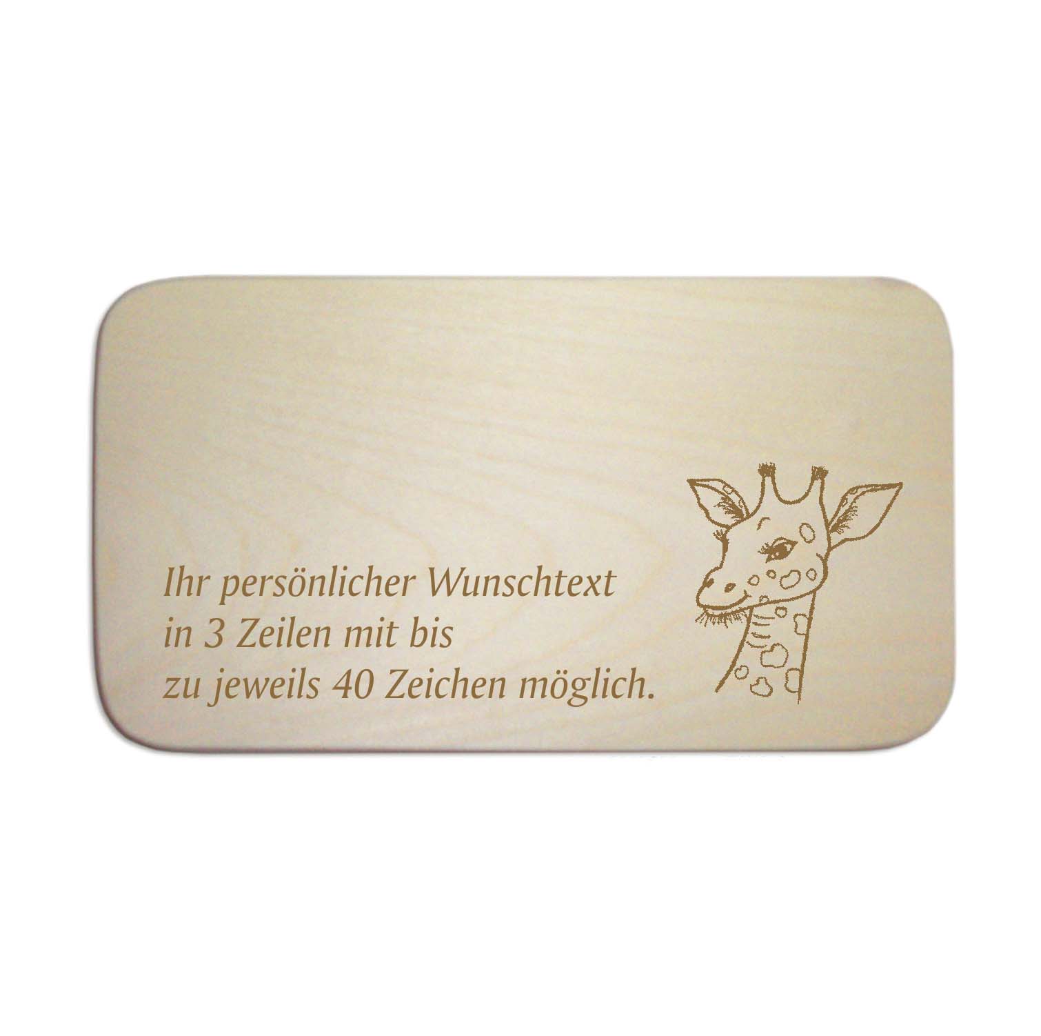 Frühstücksbrettchen « GIRAFFE » für Kinder - mit Wunschgravur