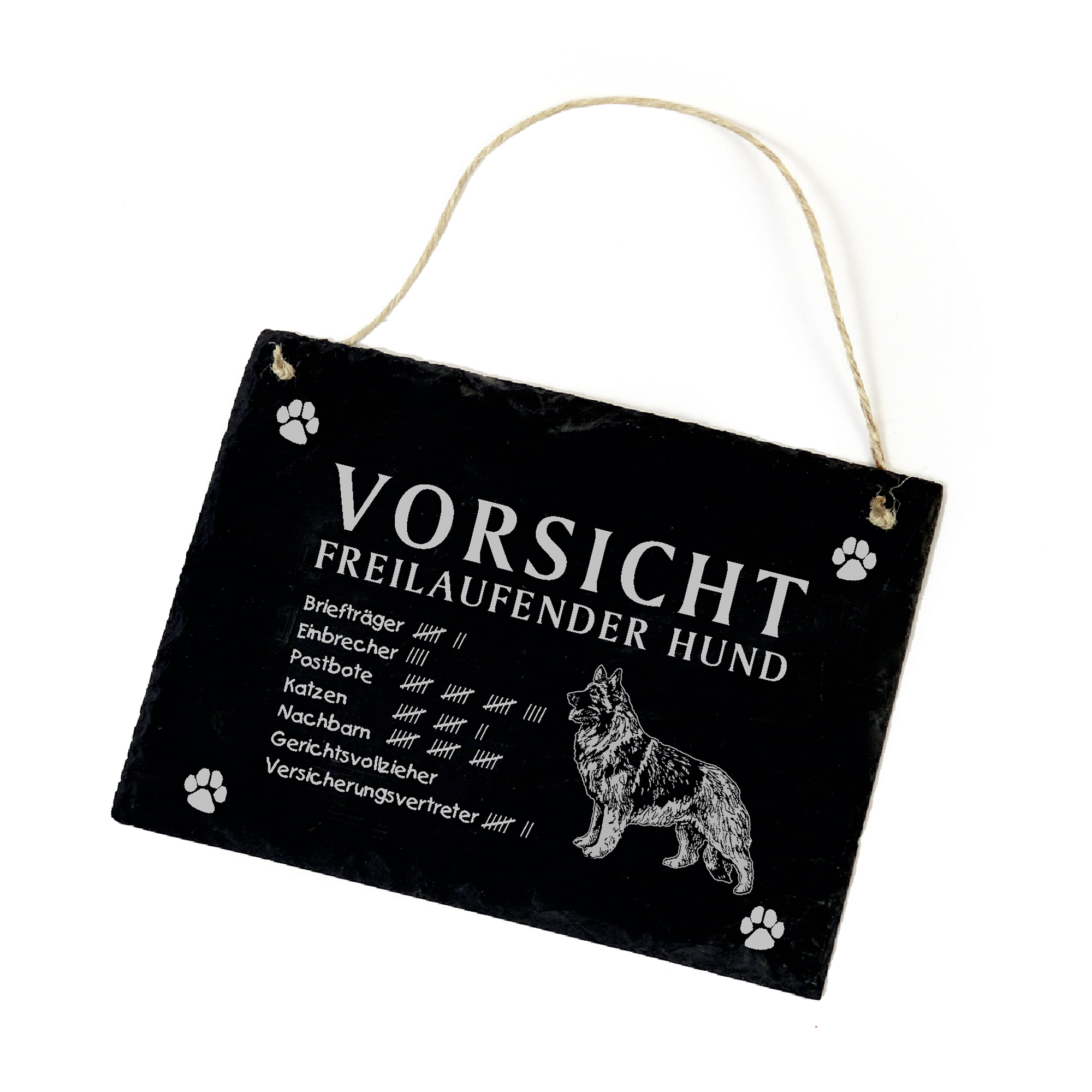 Vorsicht freilaufender Hund Shiloh Shepherd Hundeschild Schild aus Schiefer  22cm x 16cm