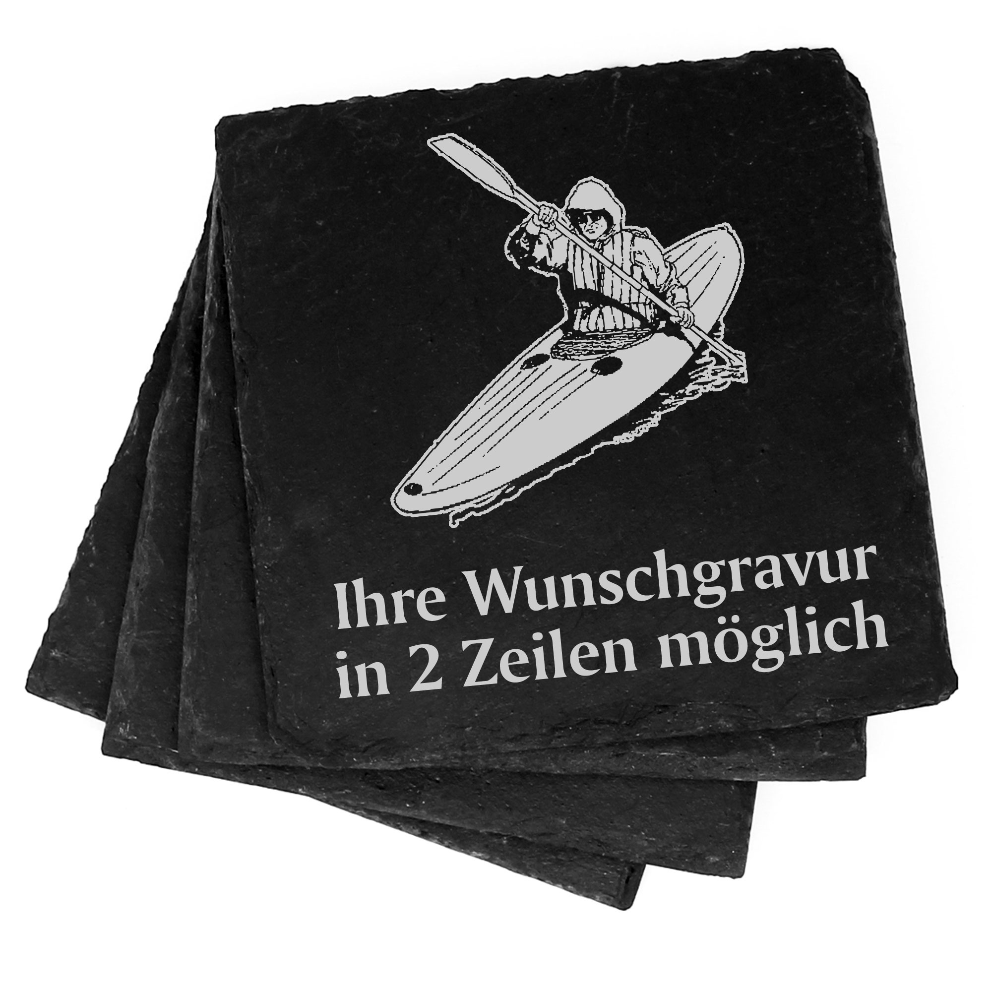 4x Kanu Deko Schiefer Untersetzer Wunschgravur Set - 11 x 11 cm