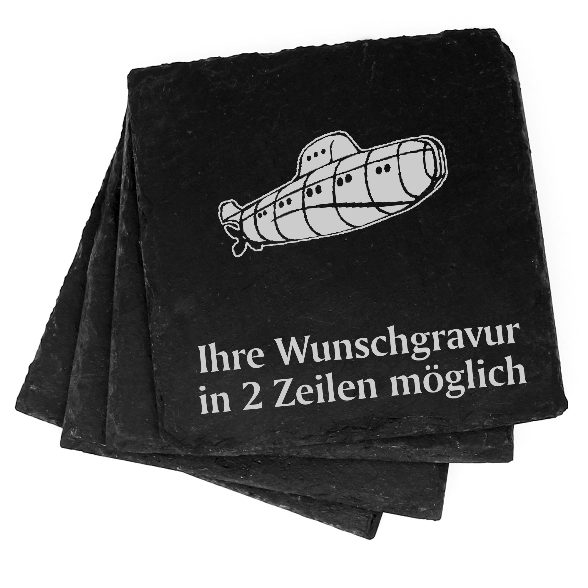 4x U-Boot Deko Schiefer Untersetzer Wunschgravur Set - 11 x 11 cm