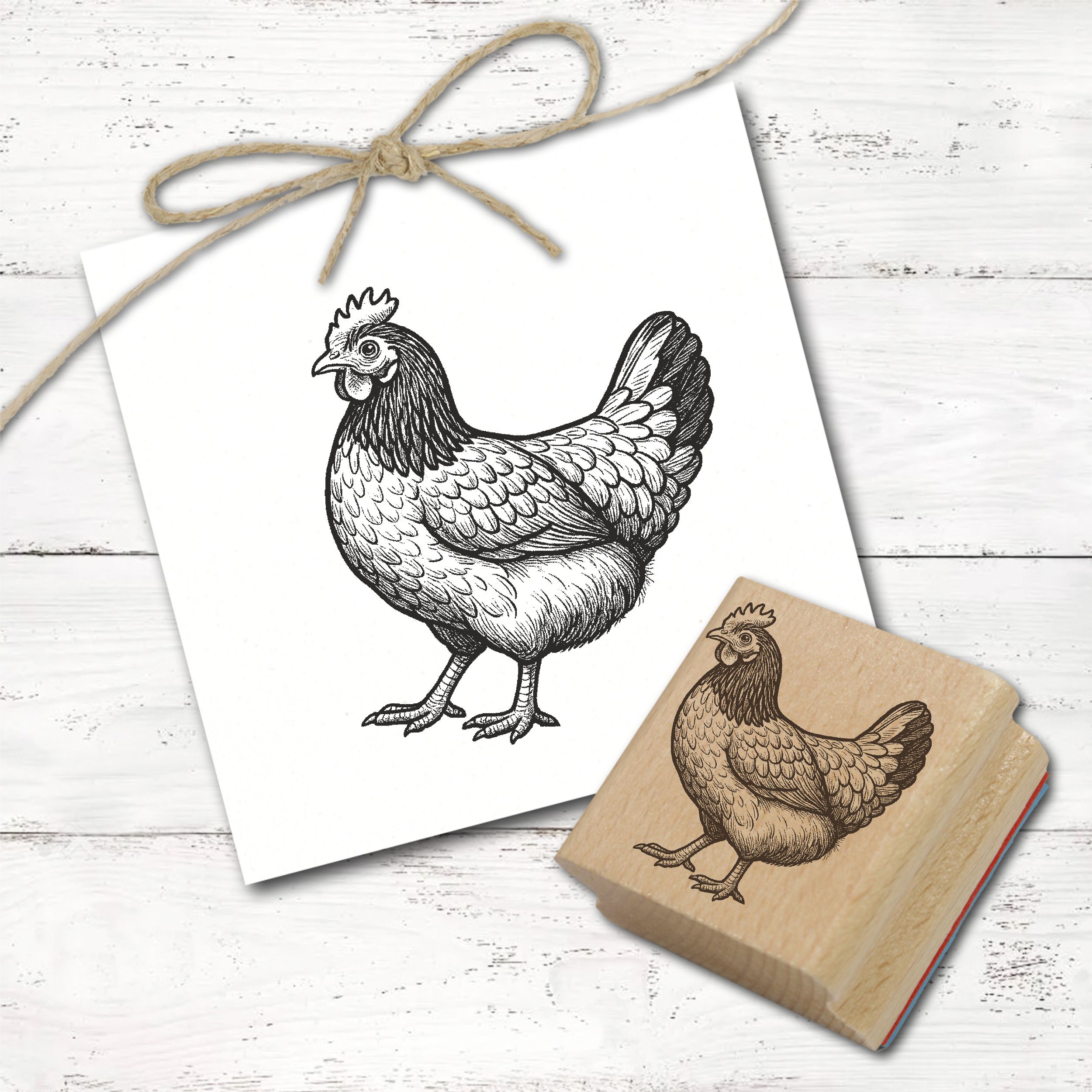 Motivstempel Australorp Huhn - 3 Größen wählbar - Hühner Stempel Holzstempel