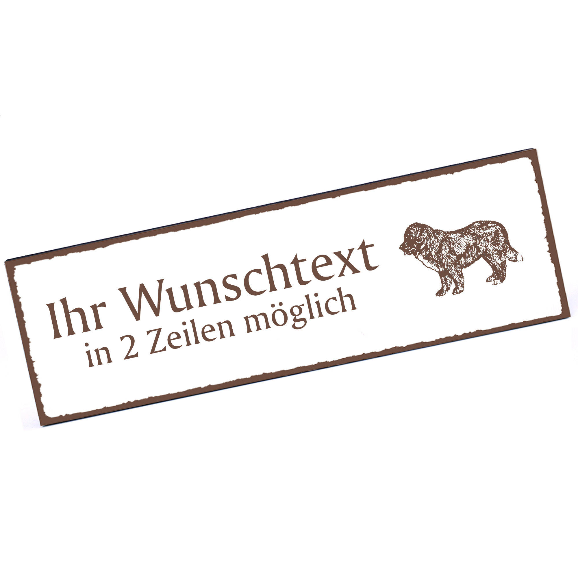 Türschild Neufundländer  Namensschild personalisiert mit Gravur - 150mm x 50mm - selbstklebend