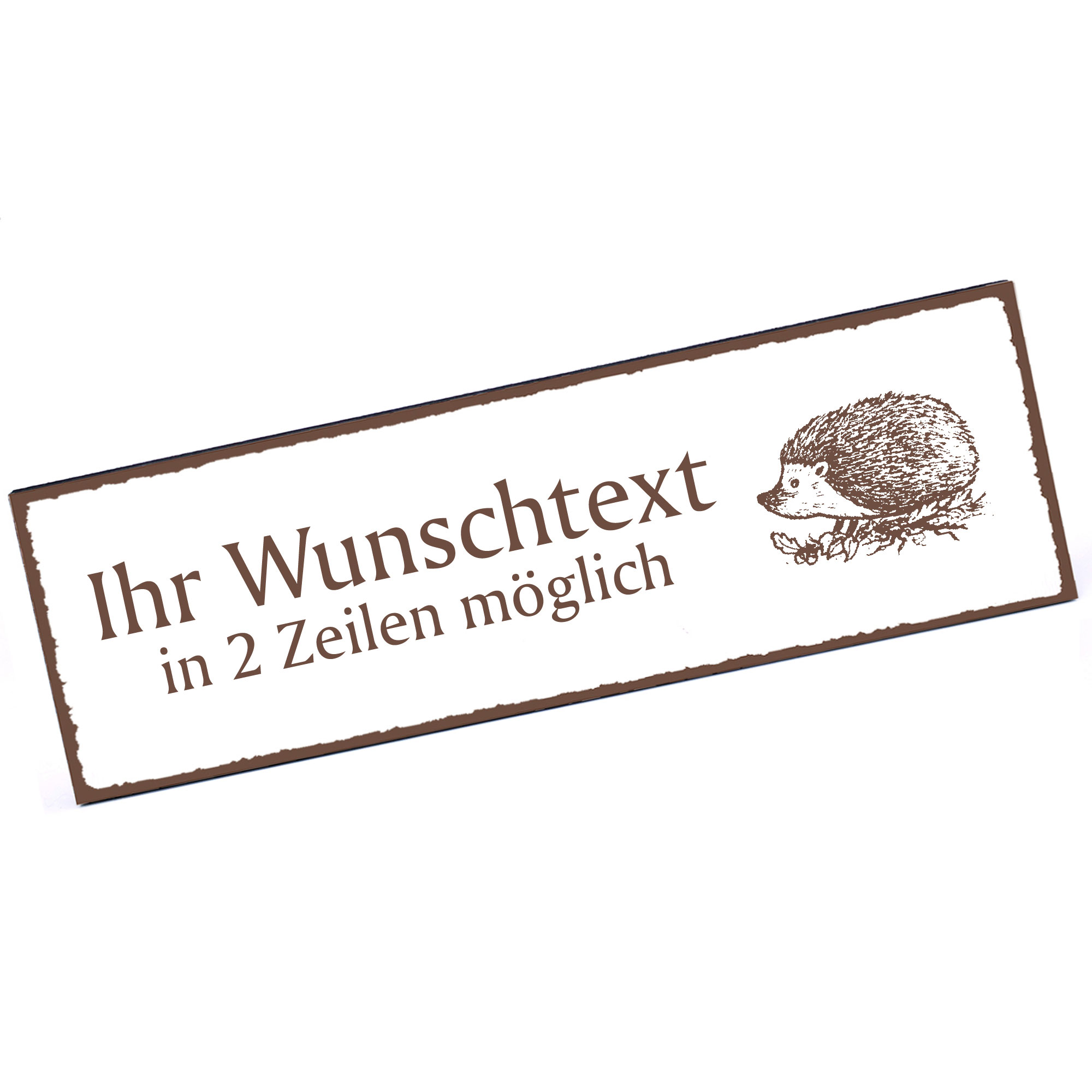 Türschild Igel auf Wiese  Namensschild personalisiert mit Gravur - 150mm x 50mm - selbstklebend