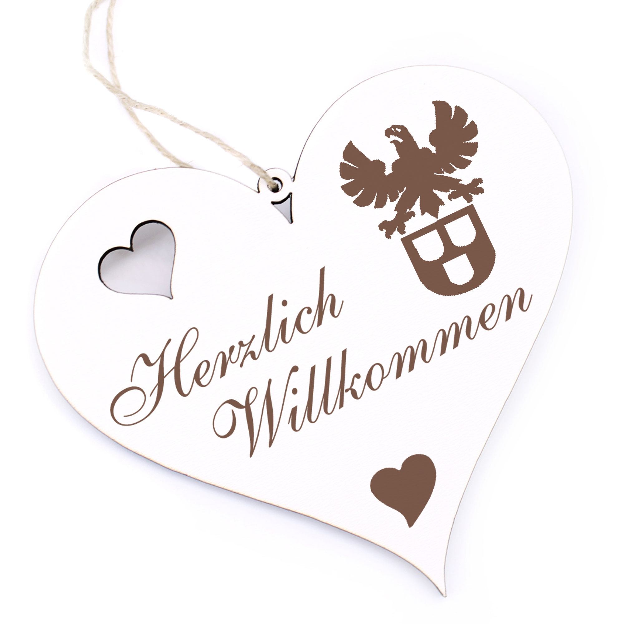 Herzlich Willkommen Schild - Maler - Deko Herz Holz