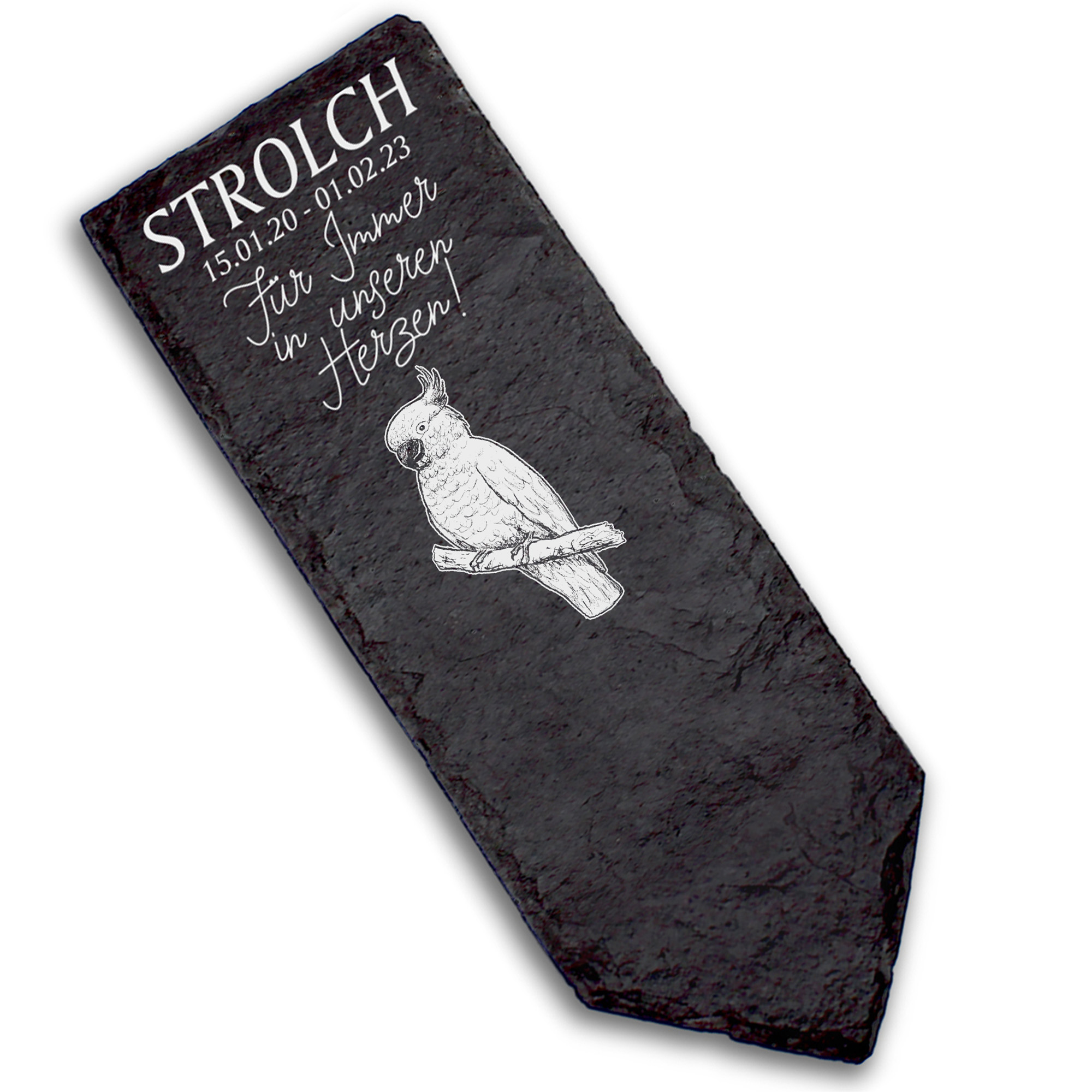 Grabstecker Grabschmuck Grabstein - Kakadu - Personalisiert Grab Deko 8 x 22 cm Grabdekoration