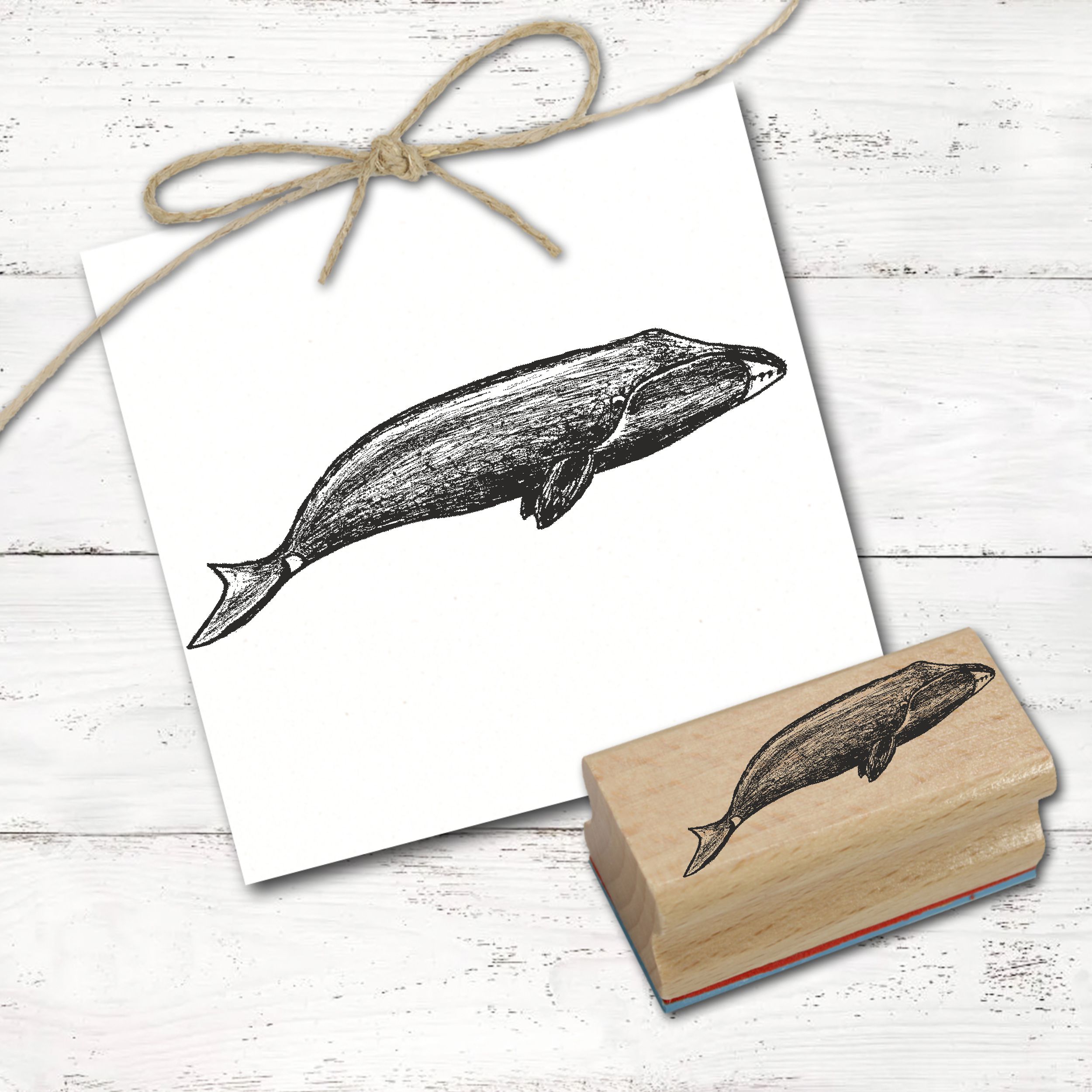 Motivstempel Grönlandwal schwimmt nach rechts - Stempel Holzstempel 58 x 18 mm