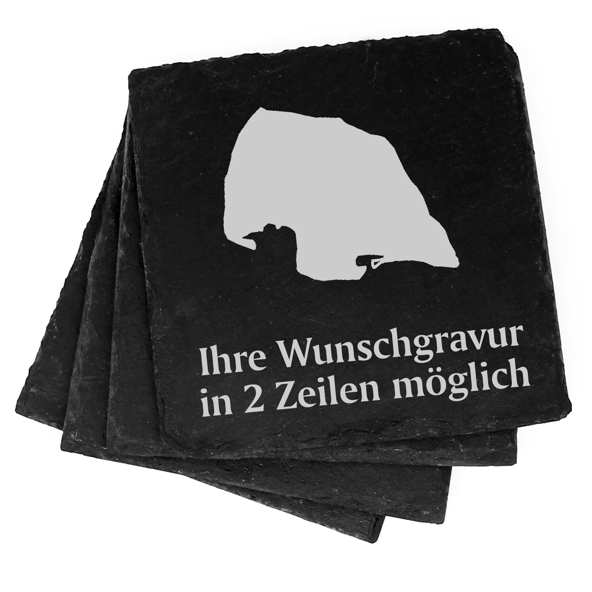 4x Insel Fehmarn Deko Schiefer Untersetzer Wunschgravur Set - 11 x 11 cm