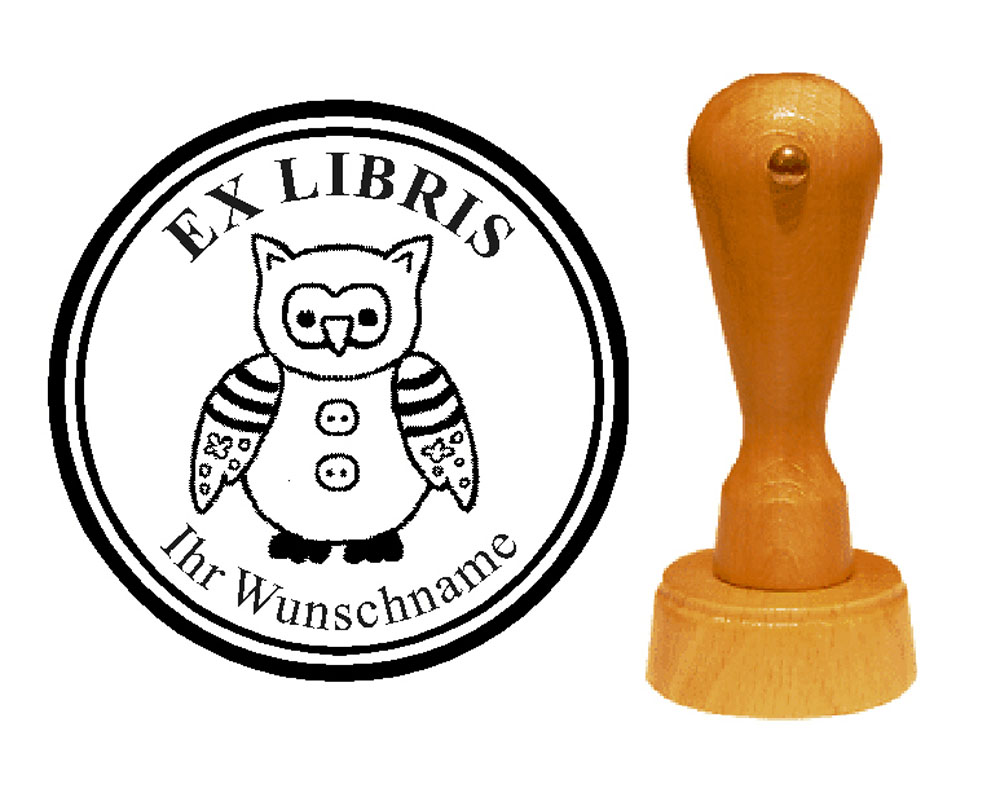 Ex Libris « Vintage-Eule 3 » mit persönlichem Namen