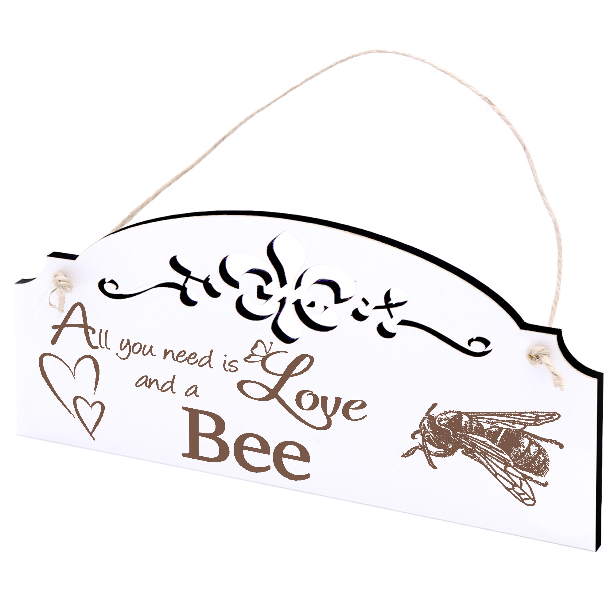 Schild Biene Sitzend Deko 20x10cm - All you need is Love and a Bee - Holz