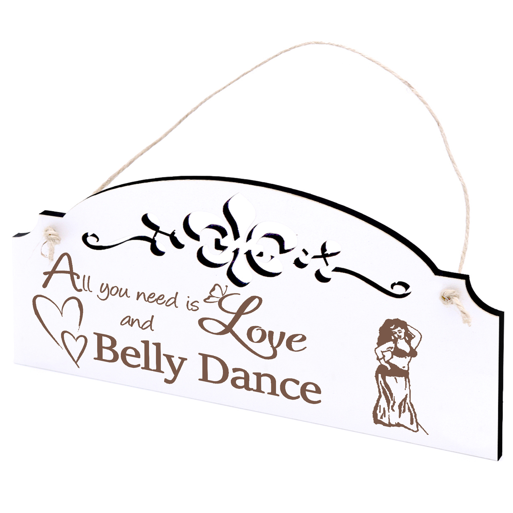 Schild Bauchtanz Deko 20x10cm - All you need is Love and Belly Dance - Holz