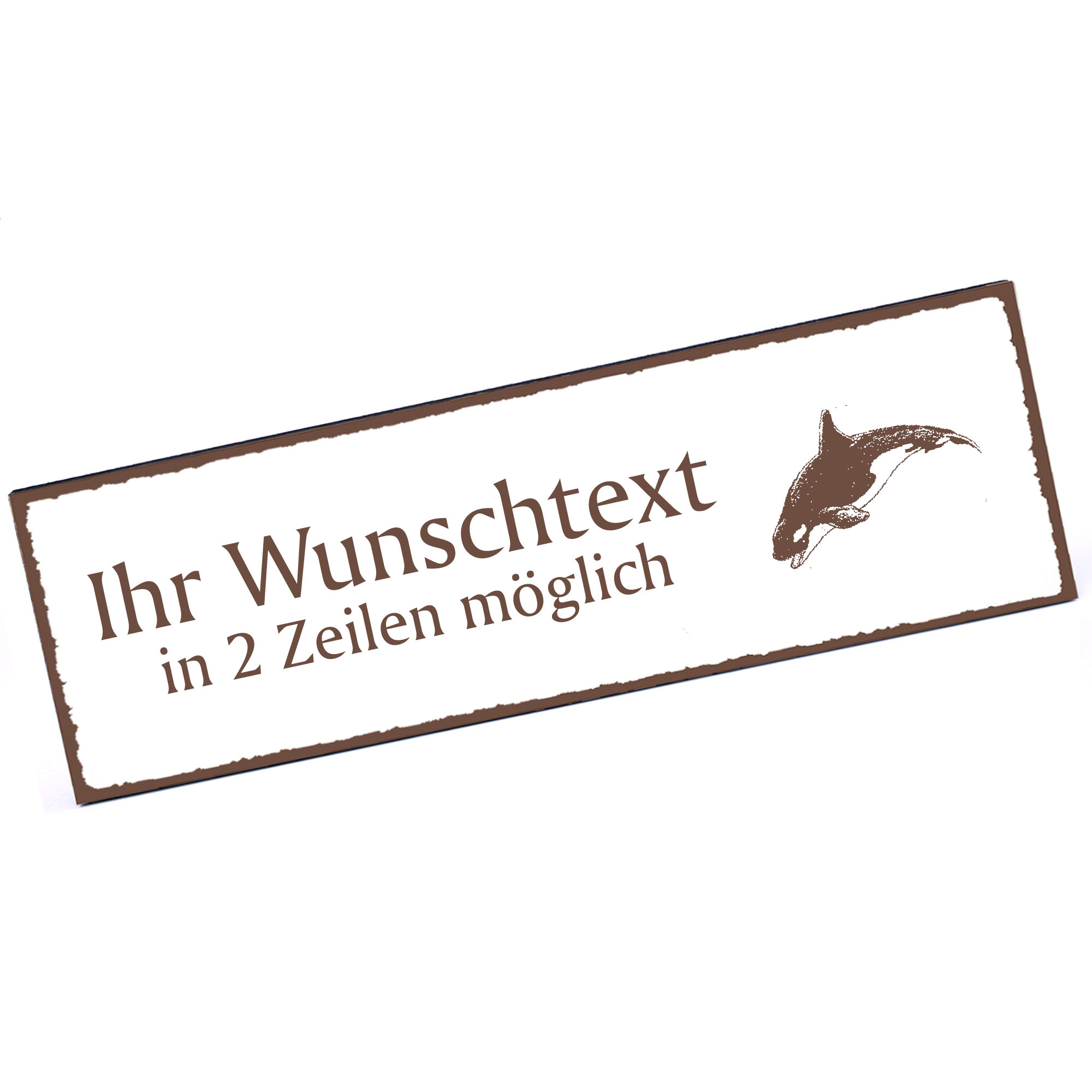 Türschild Orca Schwertwal  Namensschild personalisiert mit Gravur - 150mm x 50mm - selbstklebend