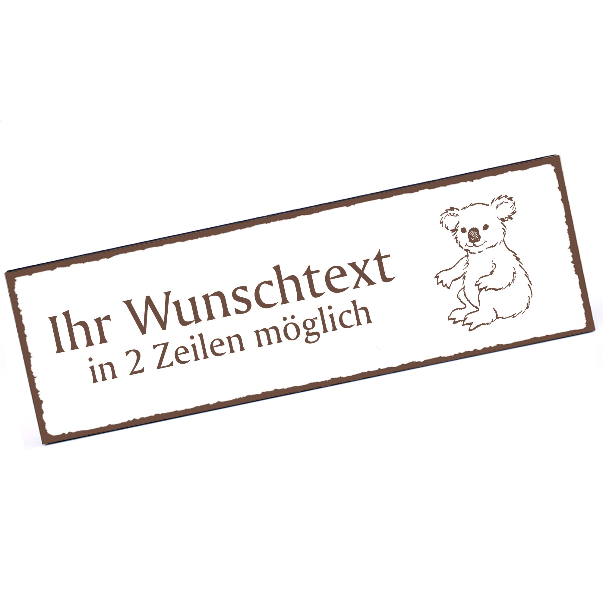 Türschild sitzender Koala  Namensschild personalisiert mit Gravur - 150mm x 50mm - selbstklebend