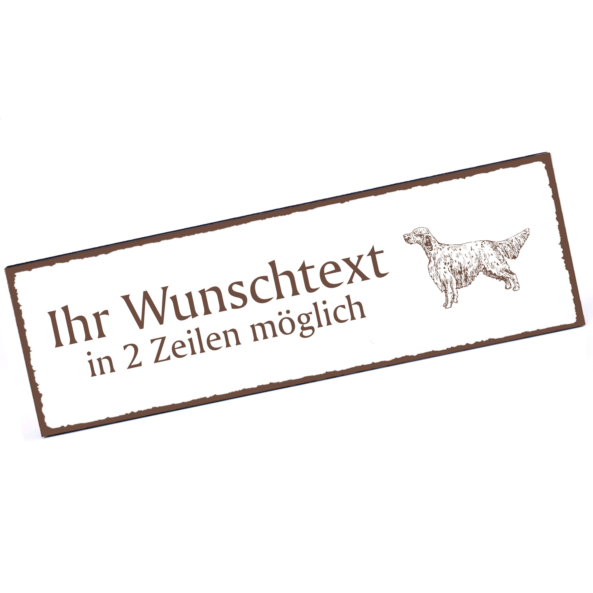 Türschild heller English Setter  Namensschild personalisiert mit Gravur - 150mm x 50mm - selbstklebe