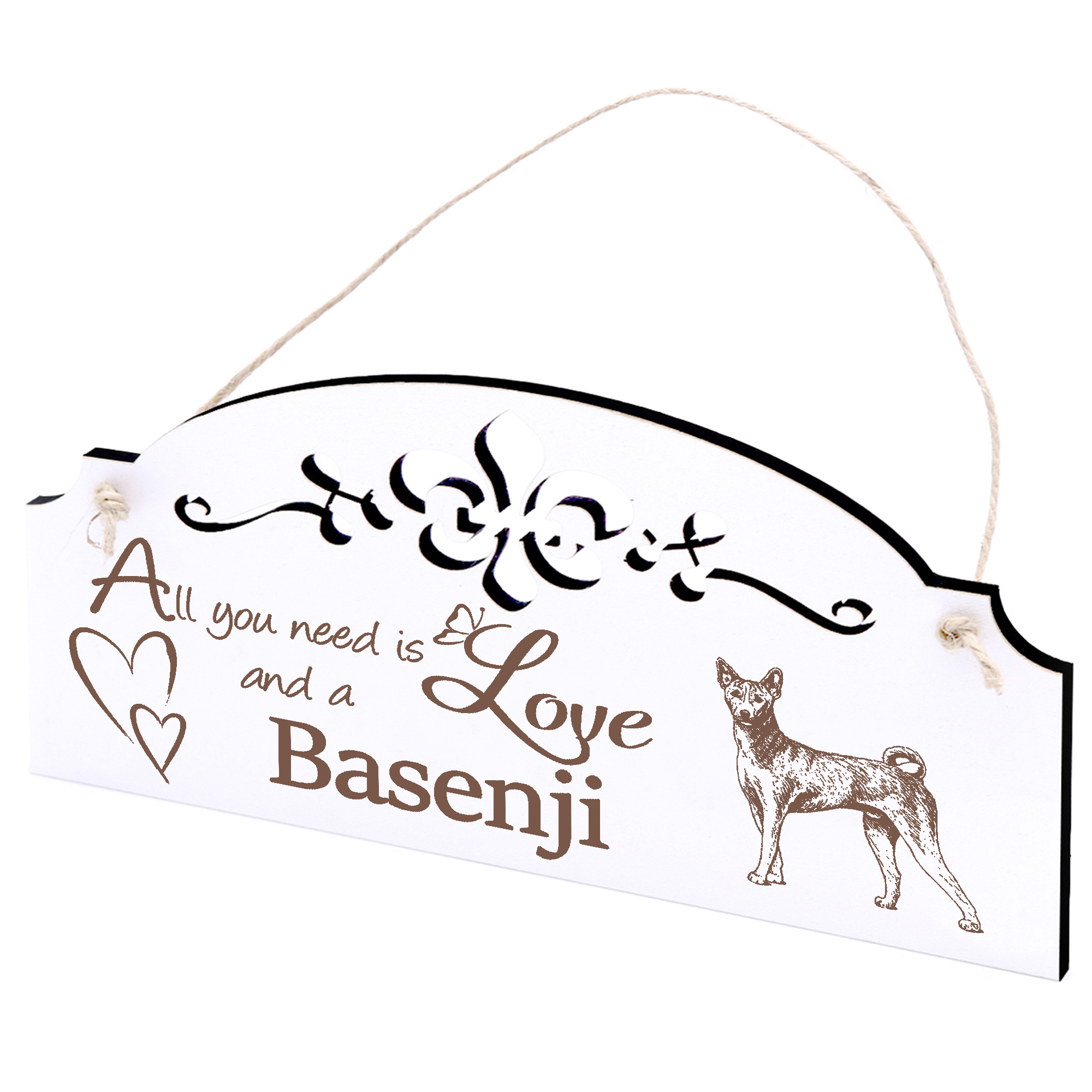 Schild Basenji Deko 20x10cm - All you need is Love and a Basenji - Holz