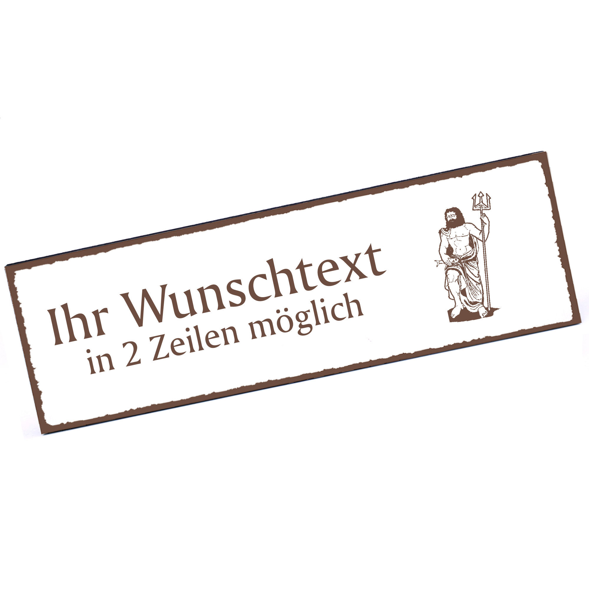 Türschild Neptun  Namensschild personalisiert mit Gravur - 150mm x 50mm - selbstklebend