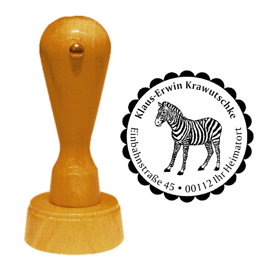 Adressenstempel « ZEBRA 02 » mit persönlichem Wunschtext