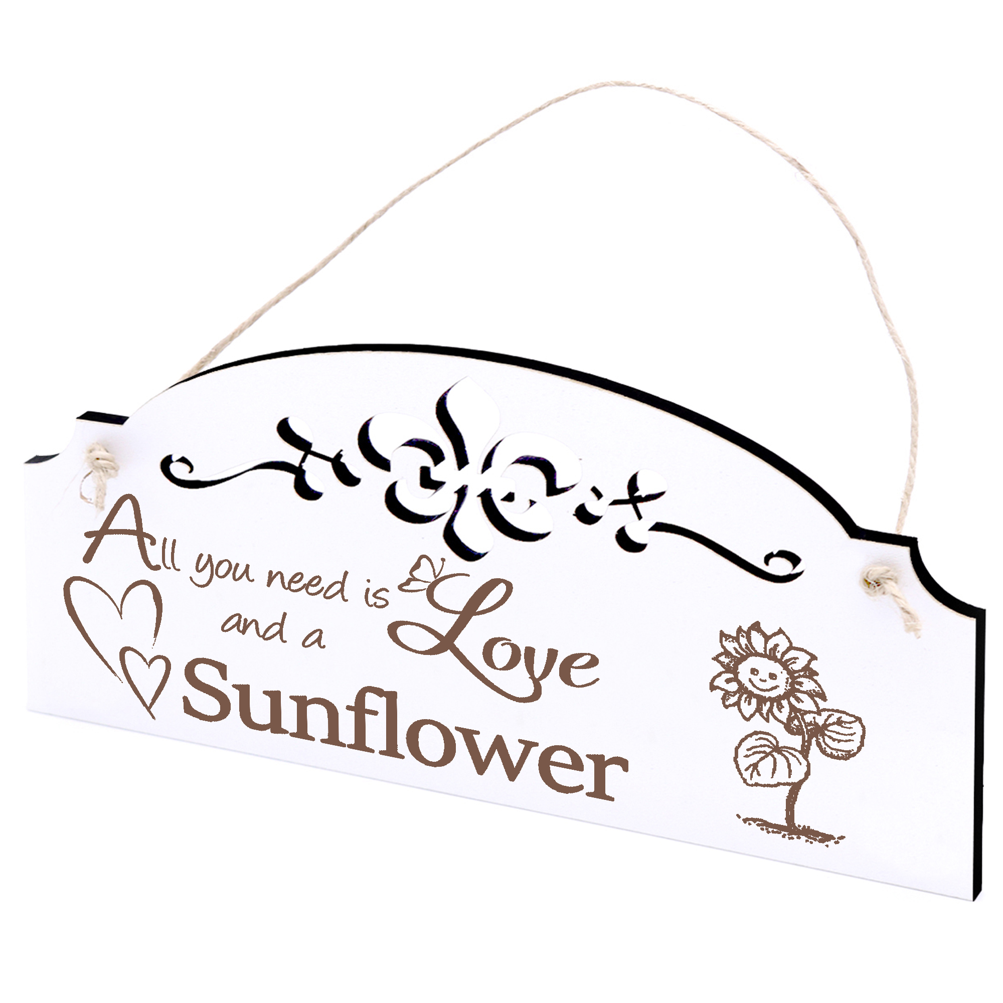 Schild lustige Sonnenblume Deko 20x10cm - All you need is Love and a Sunflower - Holz