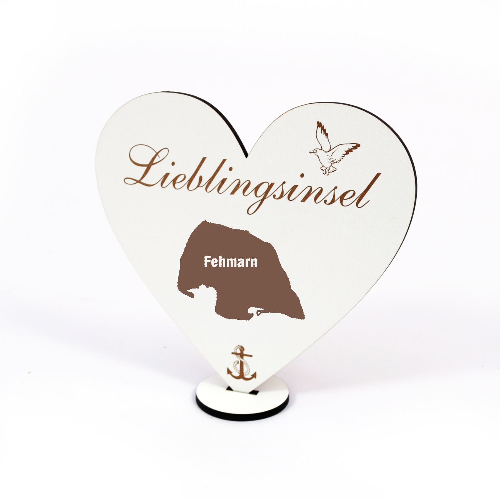 Maritimes Schild « LIEBLINGSINSEL FEHMARN » zum Hinstellen