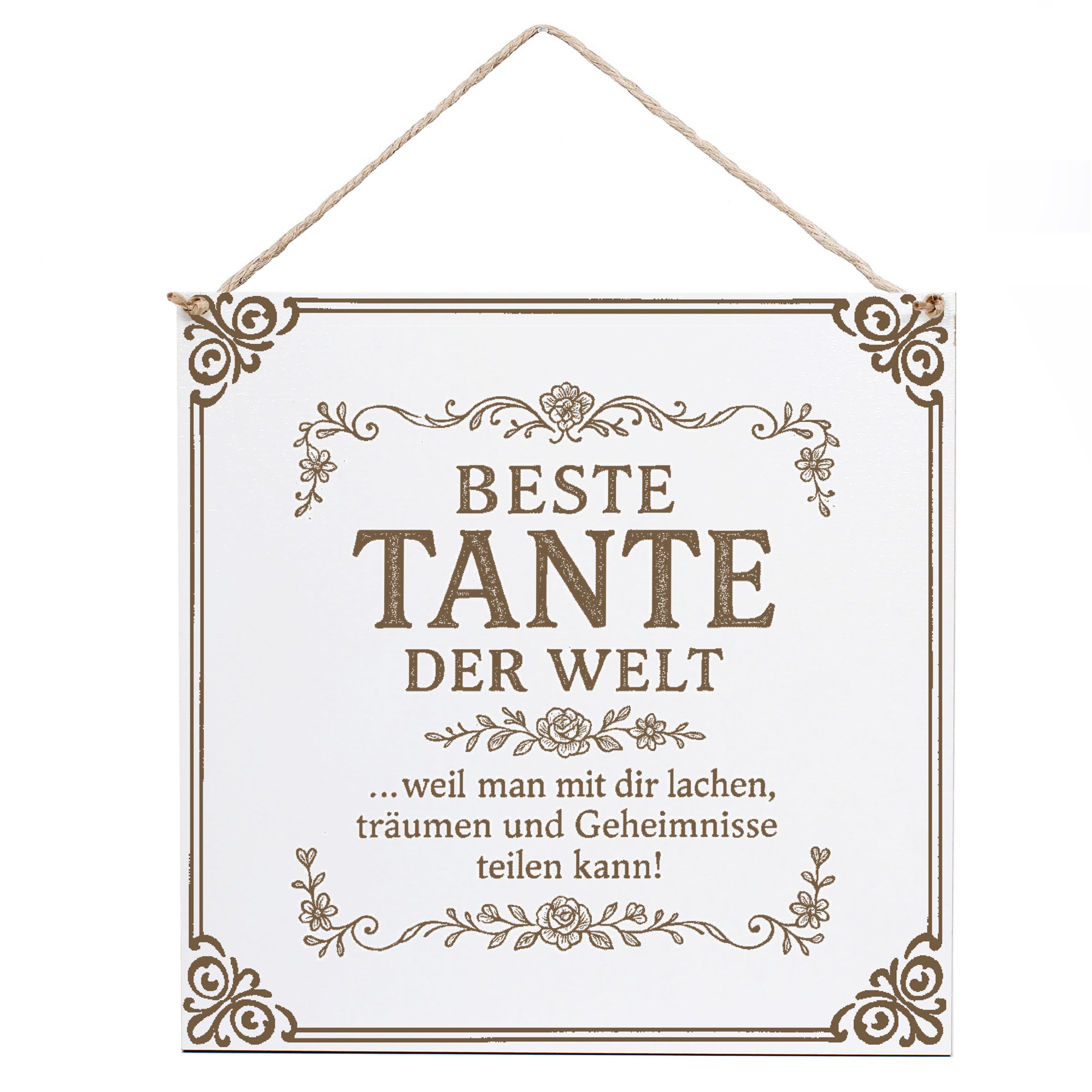Deko Schild Geschenk Beste Tante der Welt Dekoschild 15×15cm