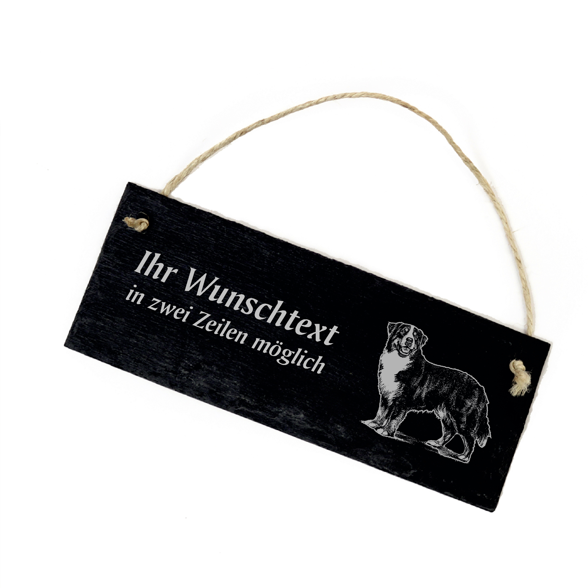 Hundeschild Berner Sennenhund Türschild  Schiefer - personalisiert - 22cm x 8cm