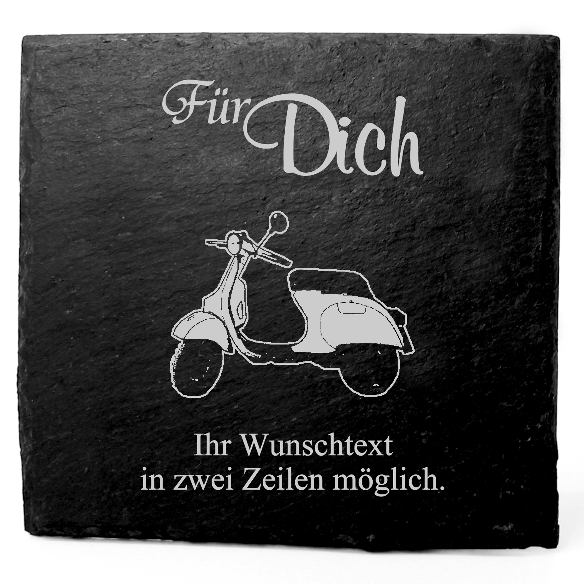 Deko Schiefer Untersetzer personalisiert Roller - Für Dich - 11x11cm