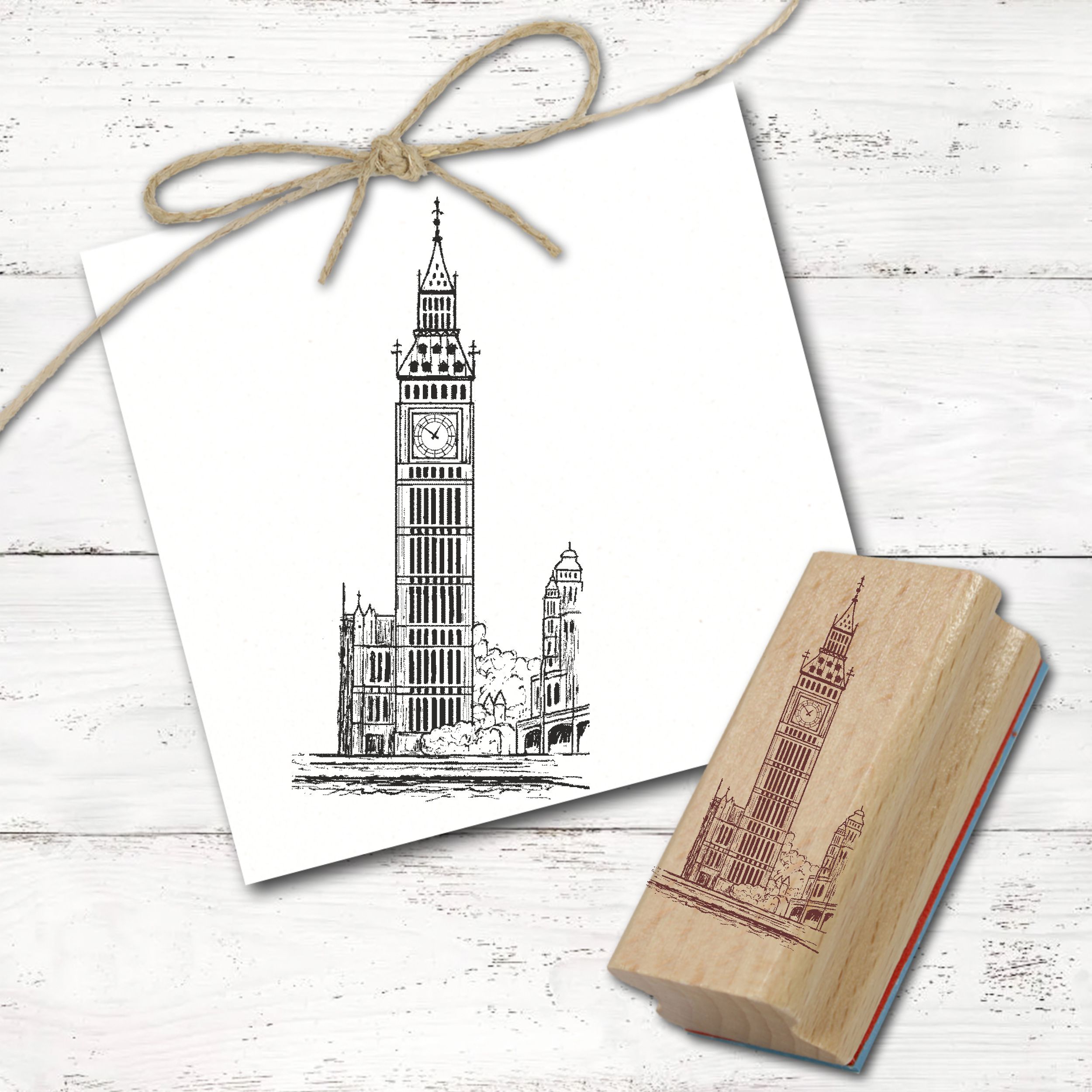Motivstempel Big Ben - Stempel London Holzstempel 48 mm x 98 mm