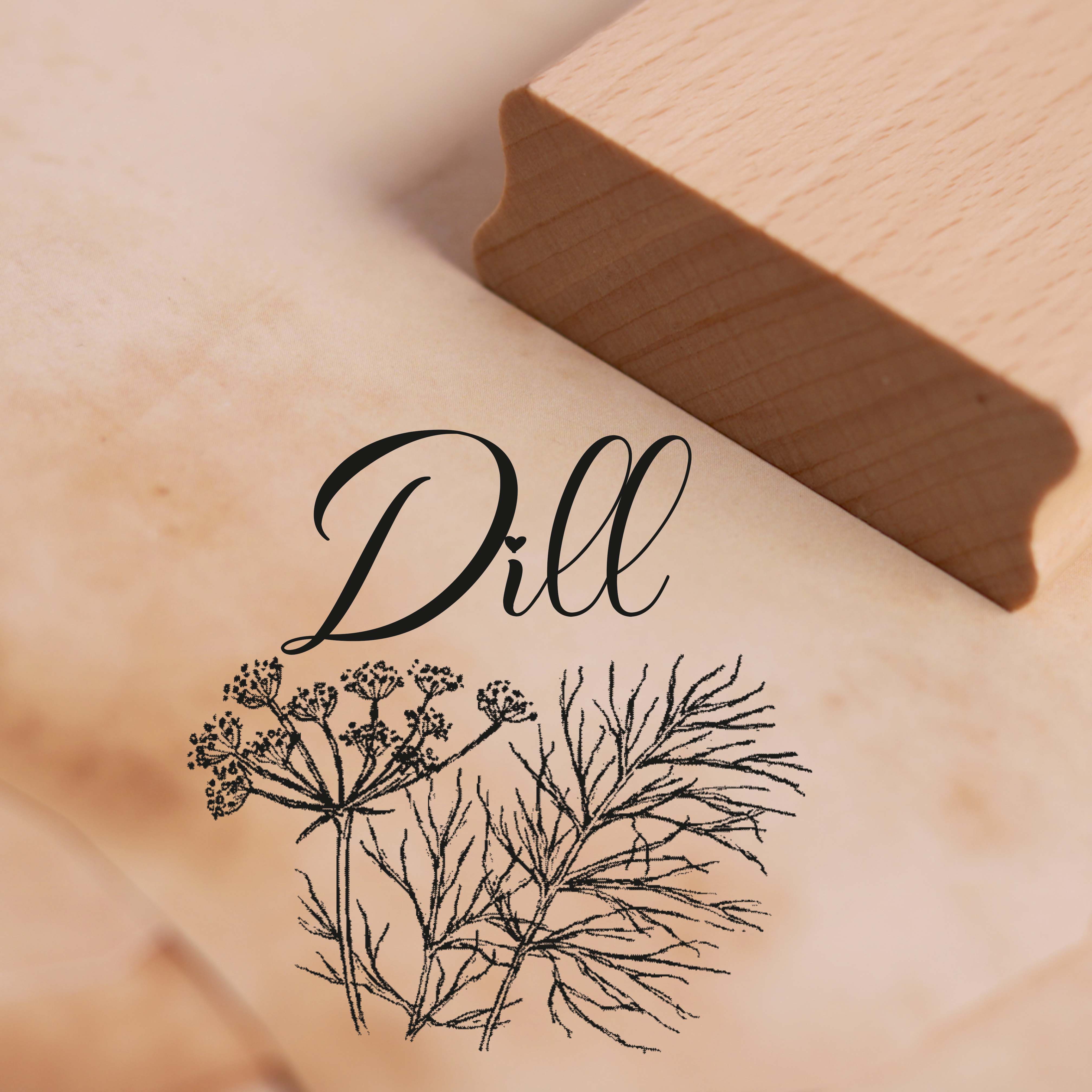 Motivstempel Dill - Kräuter Küchenkräuter Stempel Holzstempel 48 x 48 mm