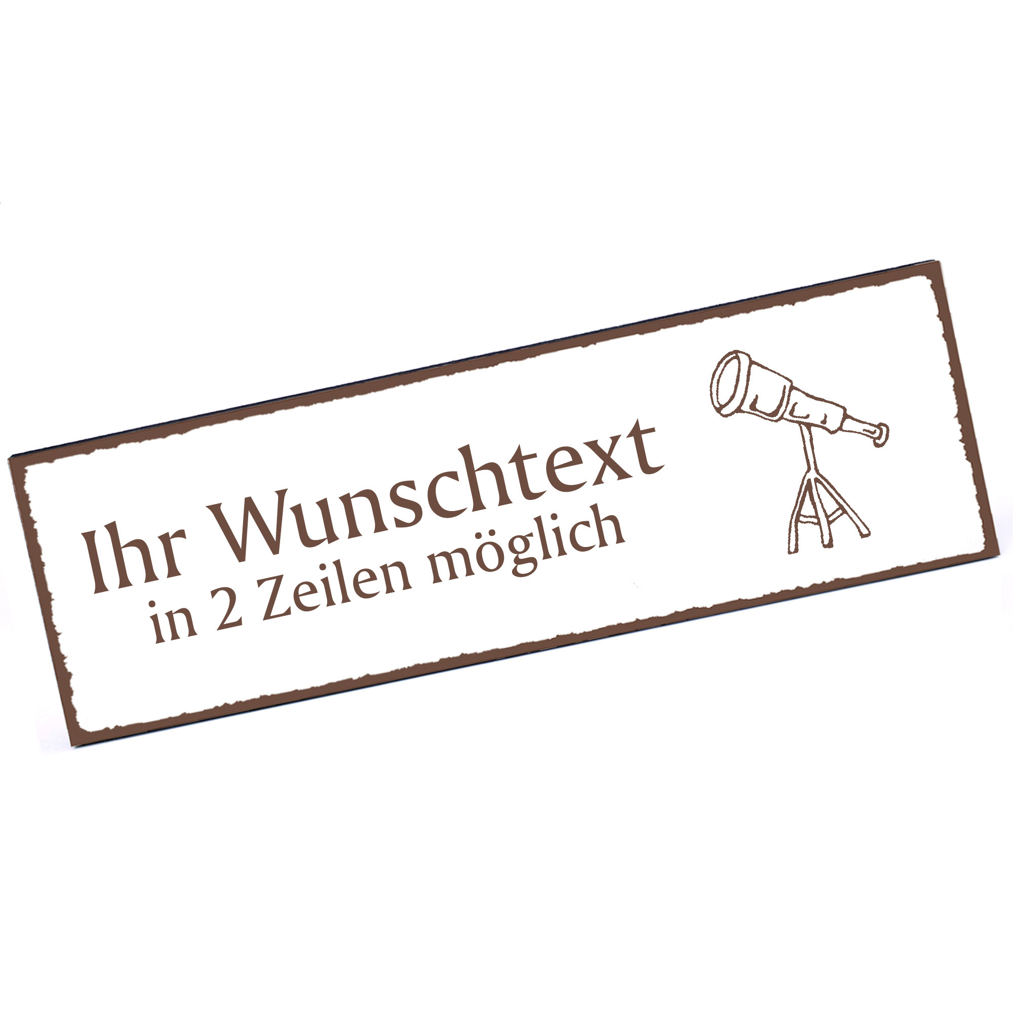 Türschild Teleskop  Namensschild personalisiert mit Gravur - 150mm x 50mm - selbstklebend