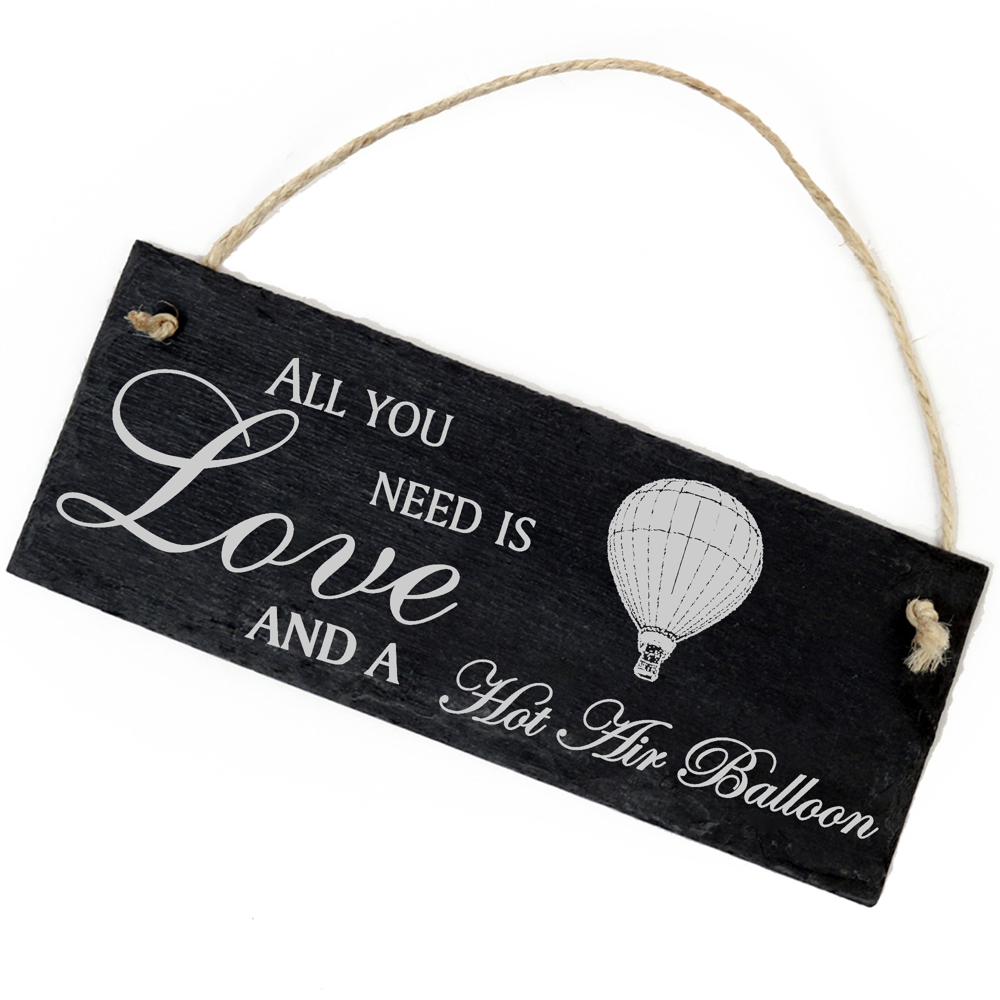 Schiefertafel Deko Heissluftballon Schild 22 x 8 cm - All you need is Love and a Hot Air Balloon