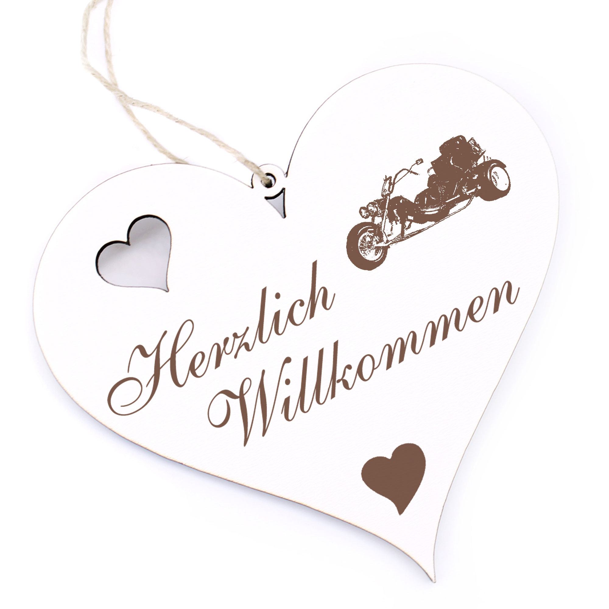 Herzlich Willkommen Schild - Trike - Deko Herz Holz