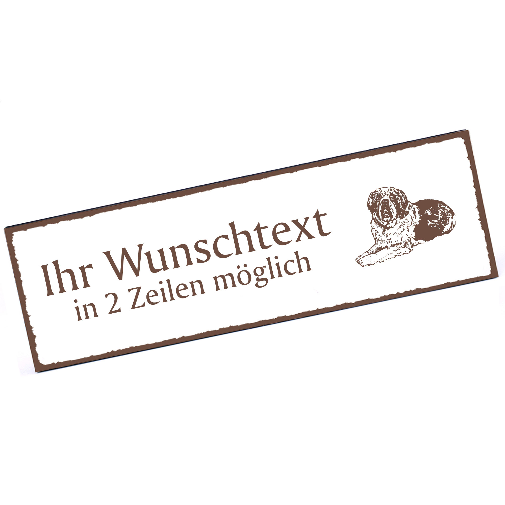 Türschild Bernhardiner  Namensschild personalisiert mit Gravur - 150mm x 50mm - selbstklebend