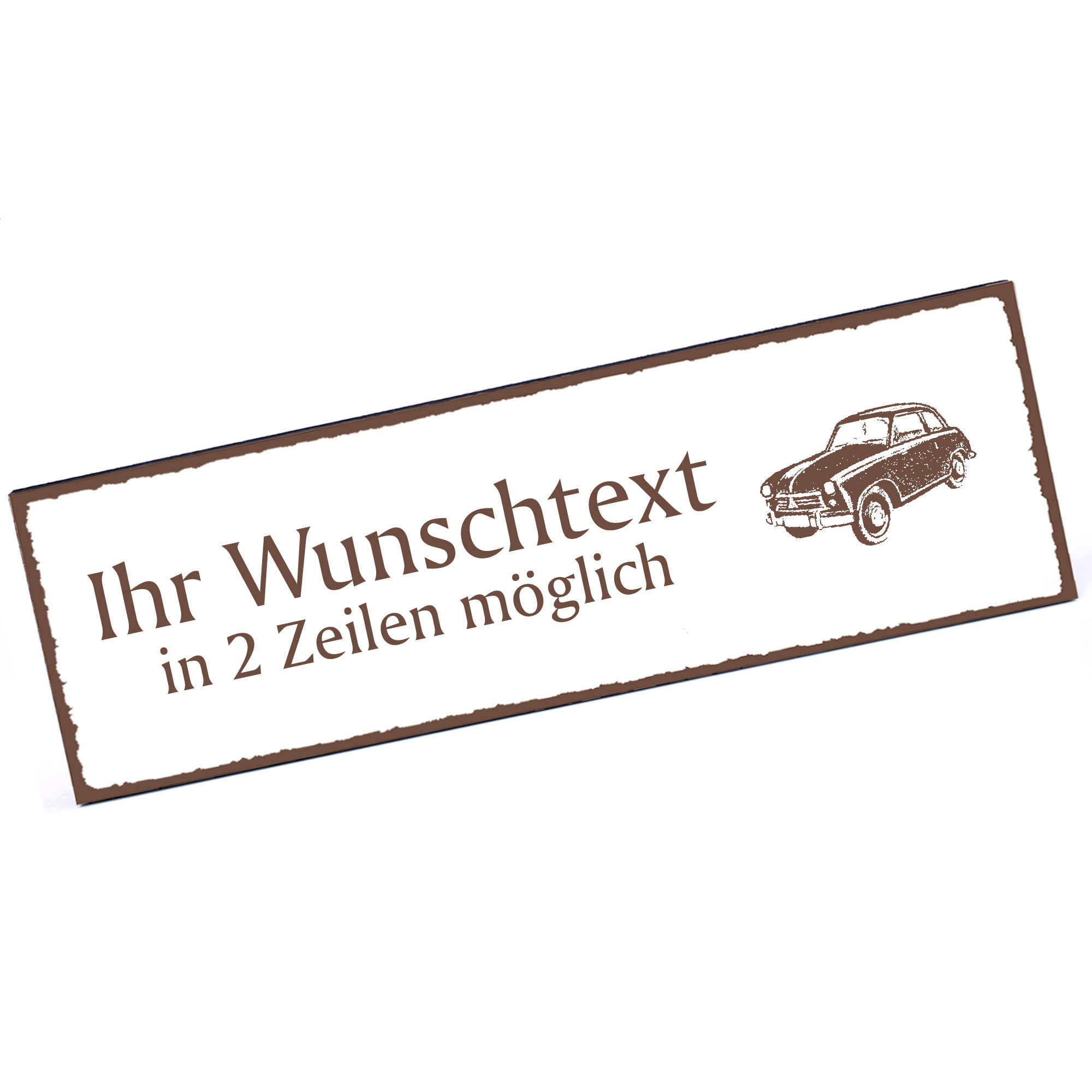 Türschild Oldtimer  Namensschild personalisiert mit Gravur - 150mm x 50mm - selbstklebend