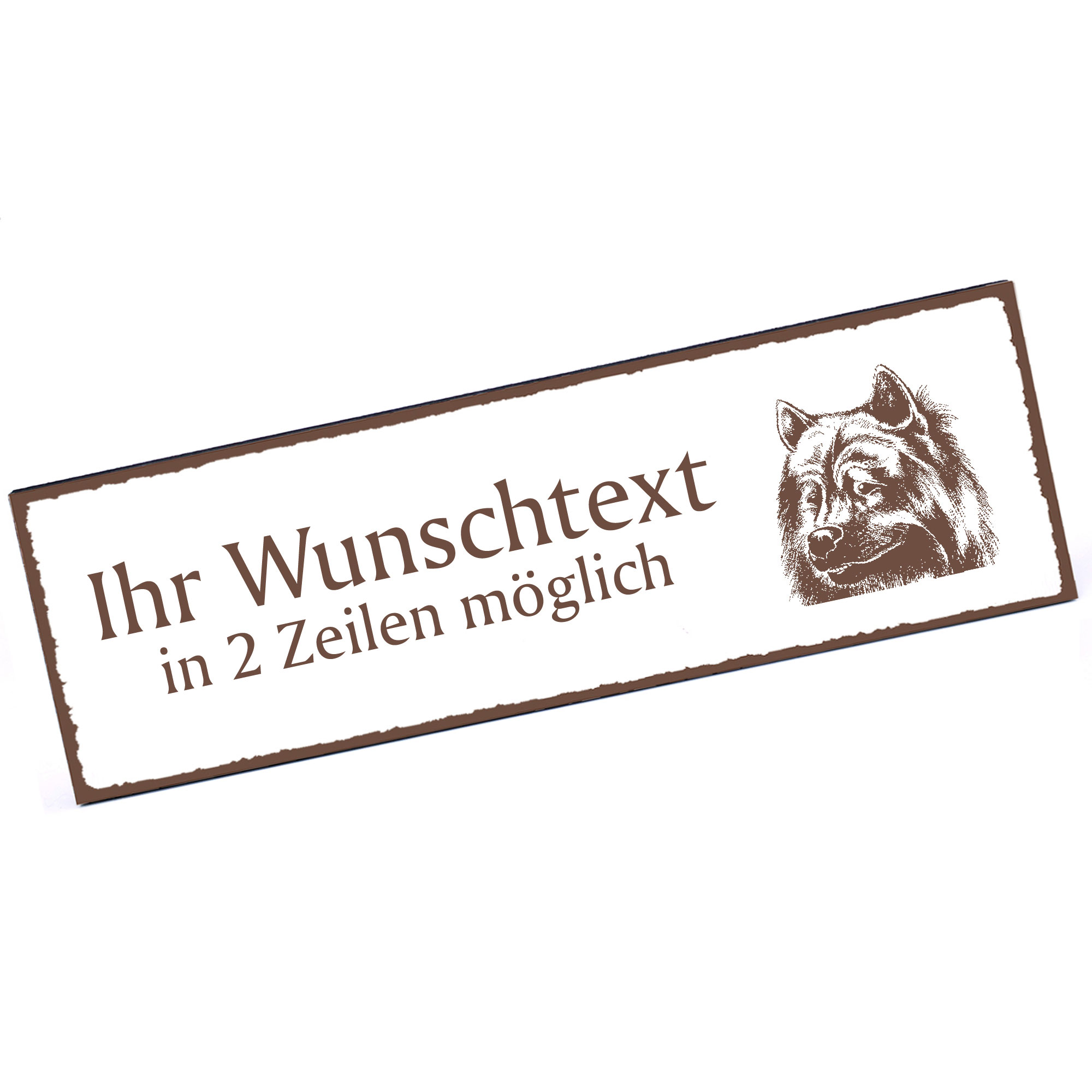 Türschild Eurasier Kopf  Namensschild personalisiert mit Gravur - 150mm x 50mm - selbstklebend