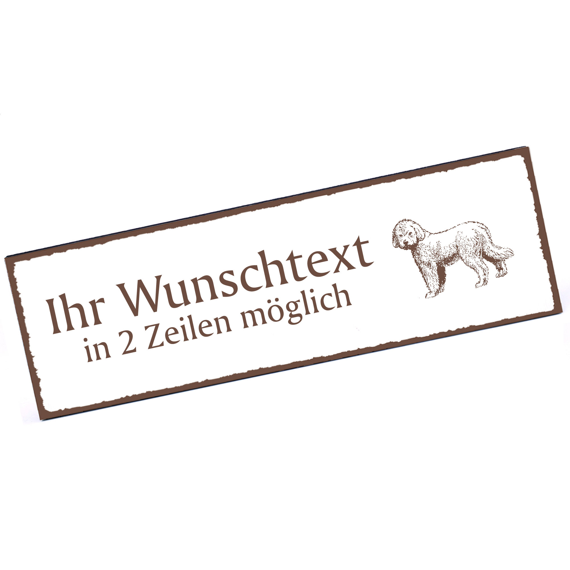 Türschild Komondor  Namensschild personalisiert mit Gravur - 150mm x 50mm - selbstklebend