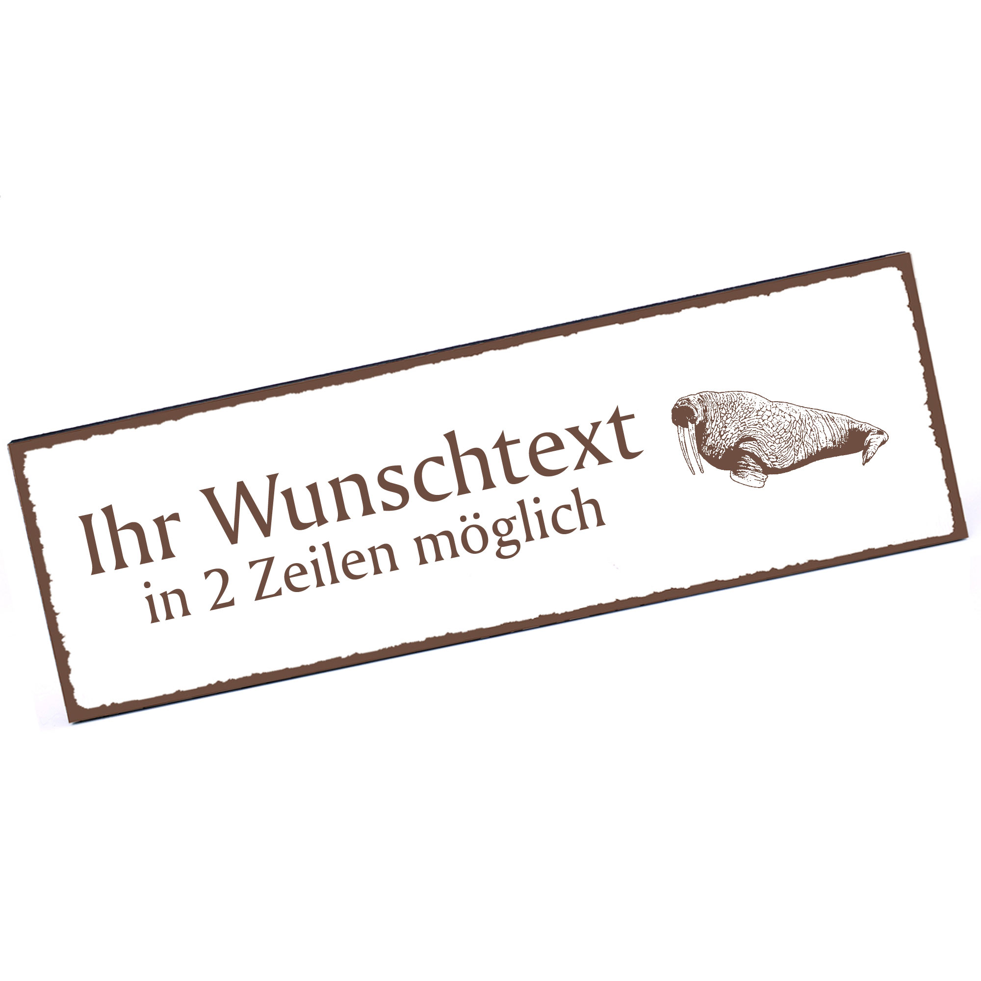 Türschild Walross  Namensschild personalisiert mit Gravur - 150mm x 50mm - selbstklebend