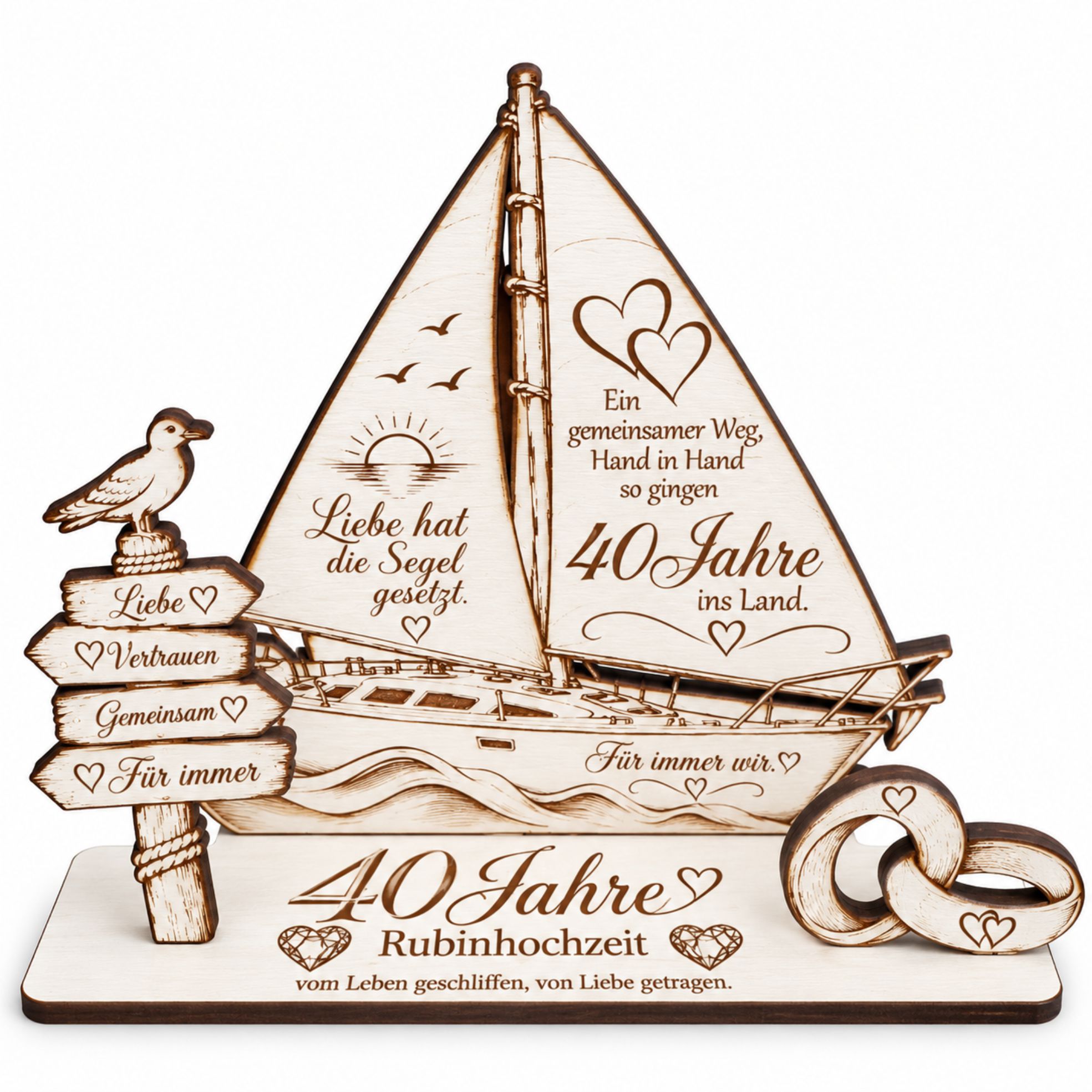 40. Hochzeitstag Geldgeschenk 40 Jahre Ehe Rubinhochzeit Schiff 14x11cm