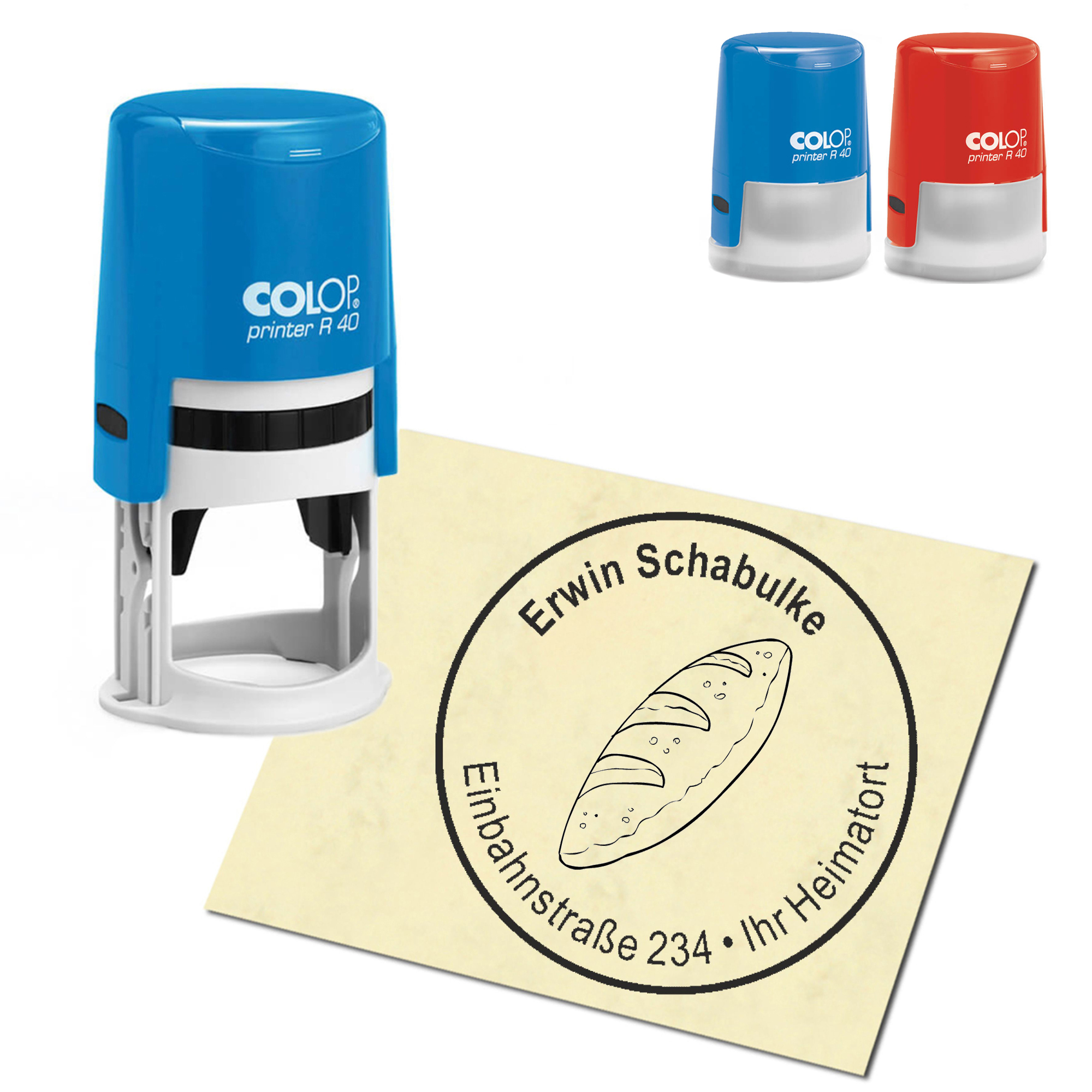 Stempel Adressstempel personalisiert - Brot - rund &empty; 40mm