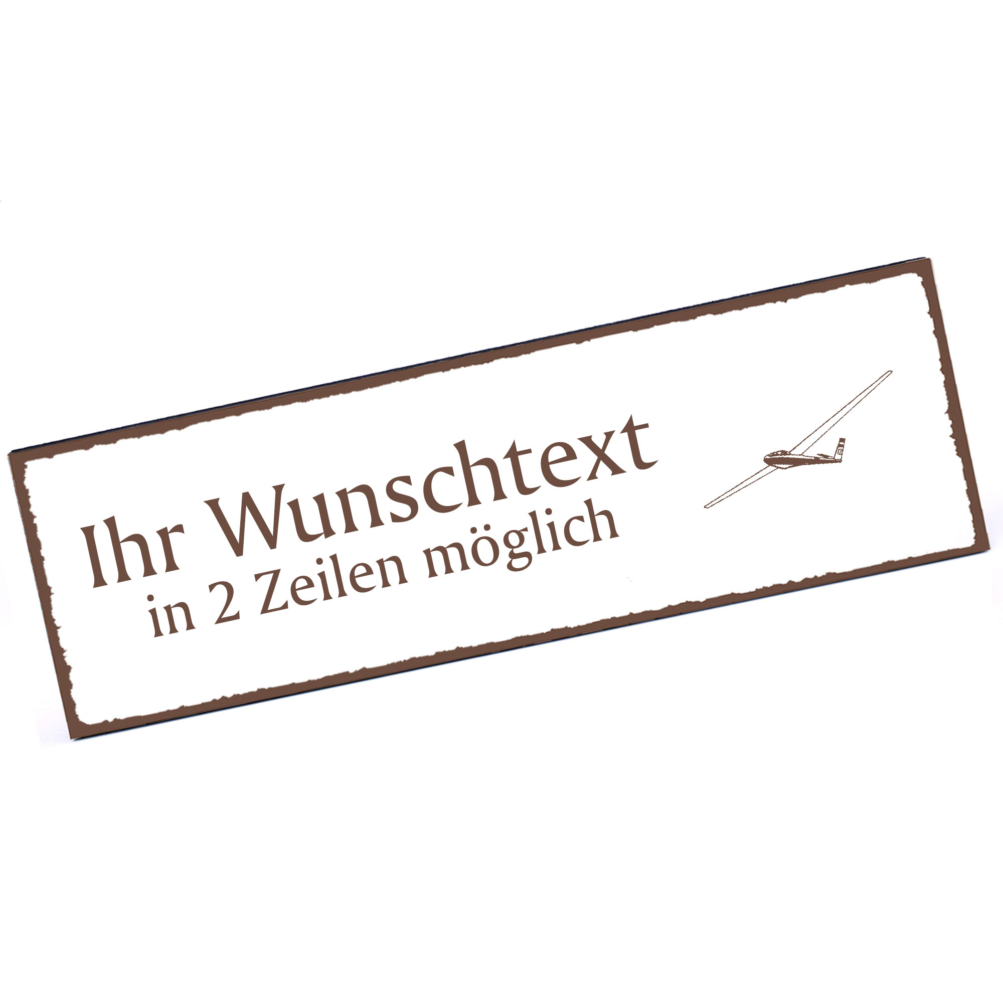 Türschild Segelflugzeug  Namensschild personalisiert mit Gravur - 150mm x 50mm - selbstklebend
