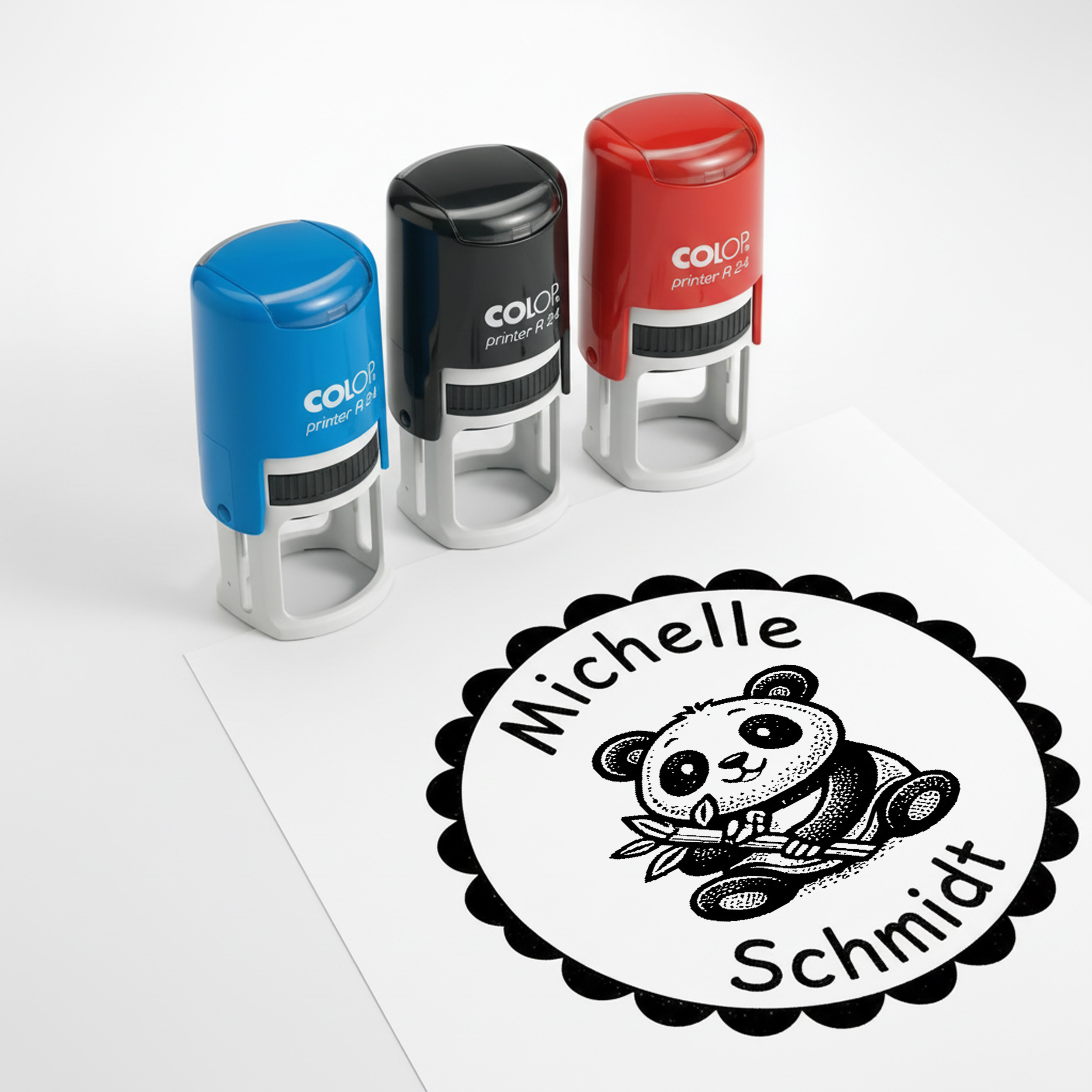 Kinder Namensstempel Panda personalisiert – 24mm – Namensstempel für Schule & Grundschule – Geschenk Schulanfang Einschulung