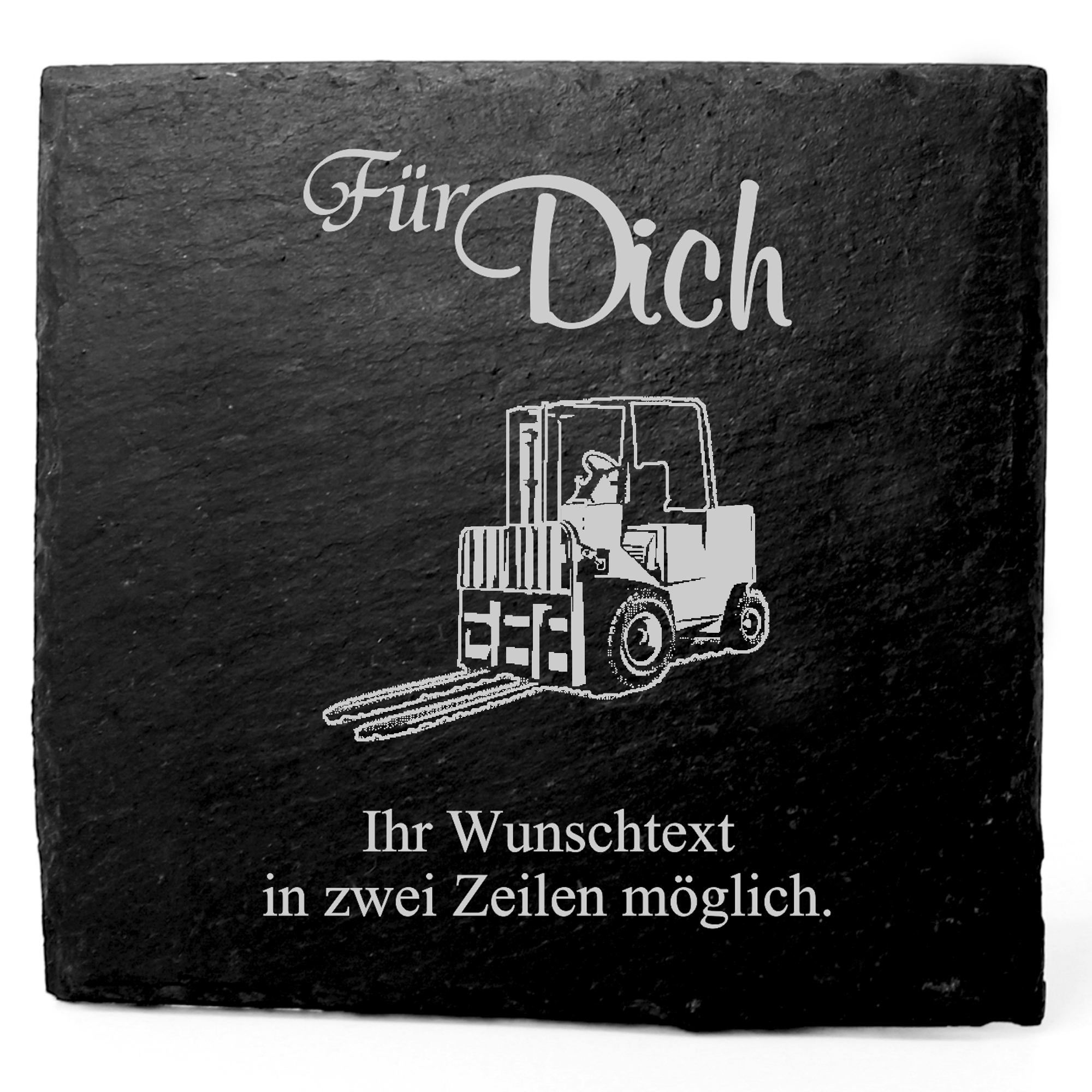 Deko Schiefer Untersetzer personalisiert Gabelstabler - Für Dich - 11x11cm