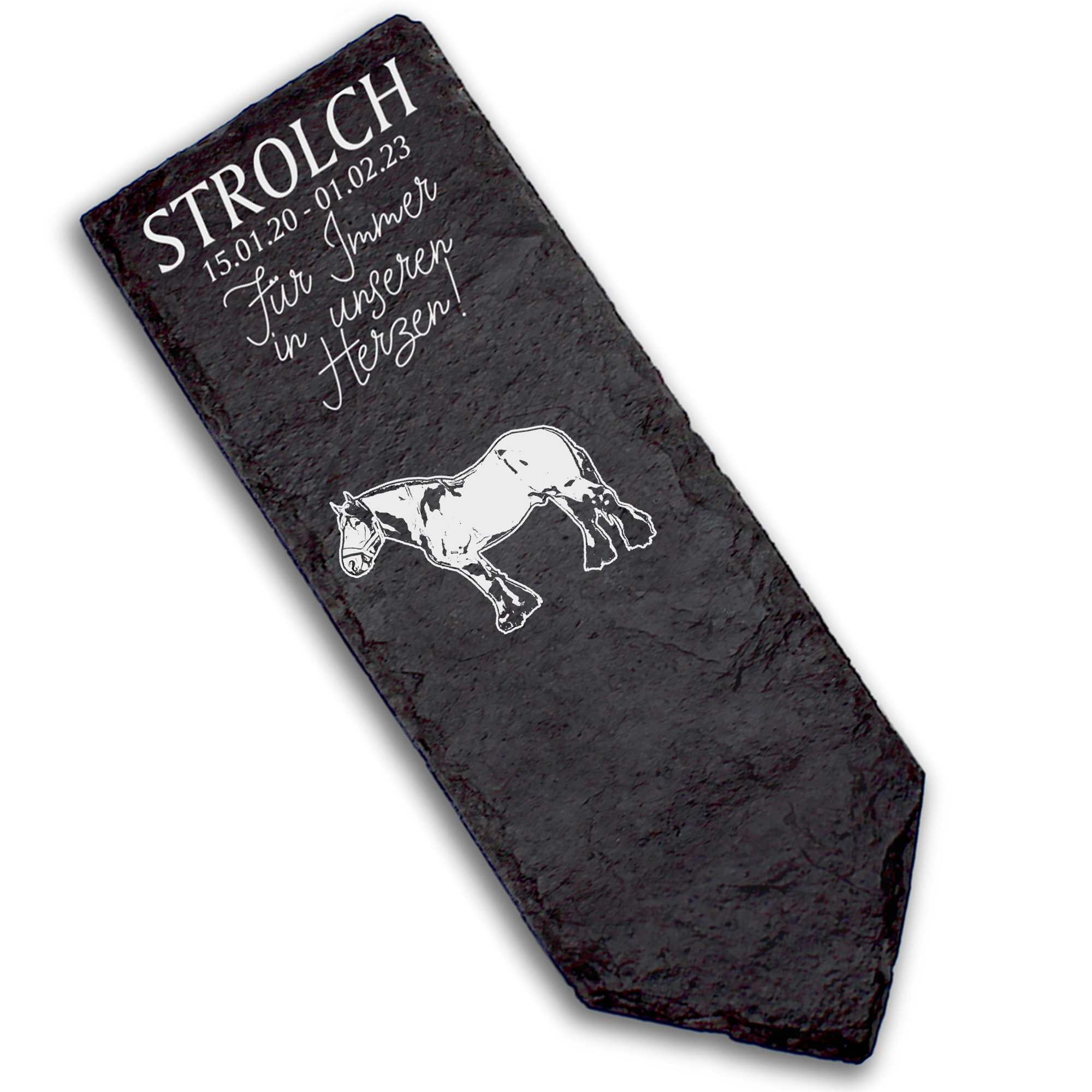 Grabstecker Grabschmuck Grabstein - Auxois Pferd - Personalisiert Grab Deko 8 x 22 cm Grabdekoration