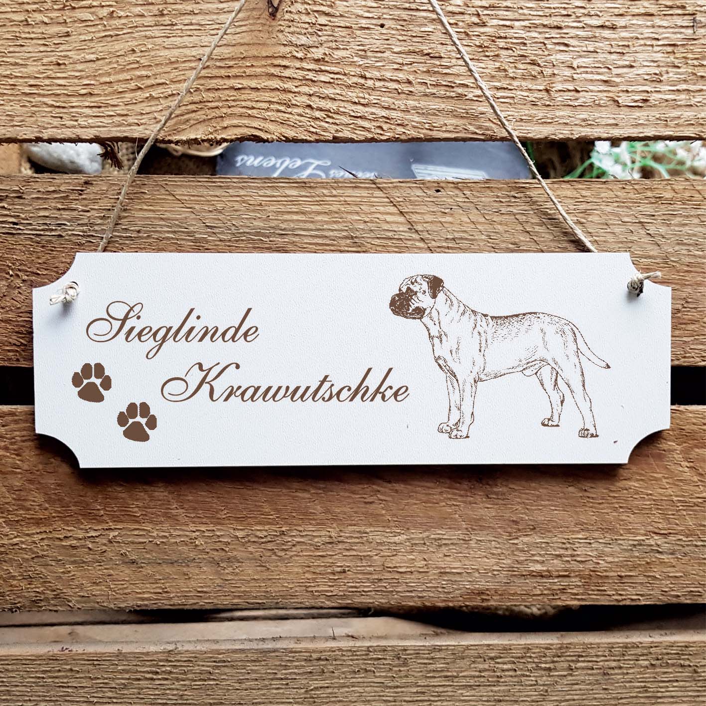 Schild « Mastiff » Namensschild Türschild zum Anhängen - 20 x 6,7 cm