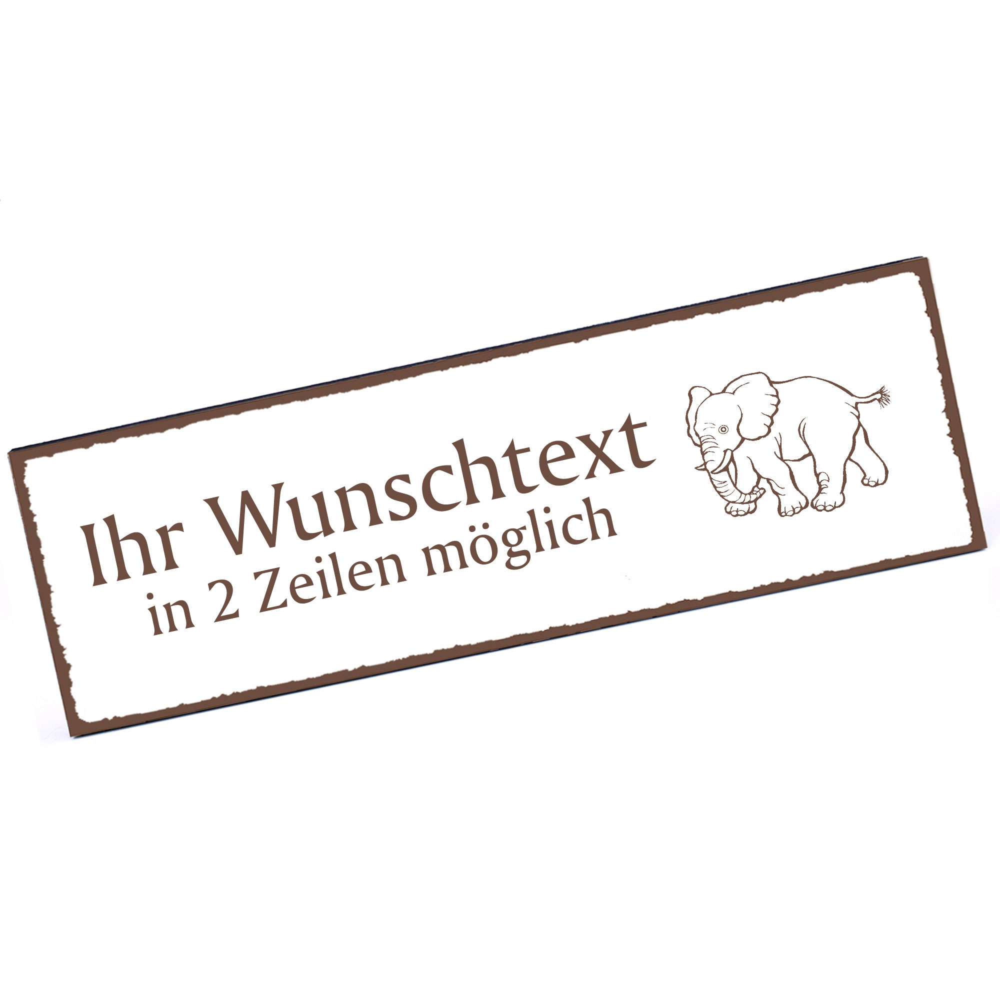 Türschild laufender Elefant  Namensschild personalisiert mit Gravur - 150mm x 50mm - selbstklebend