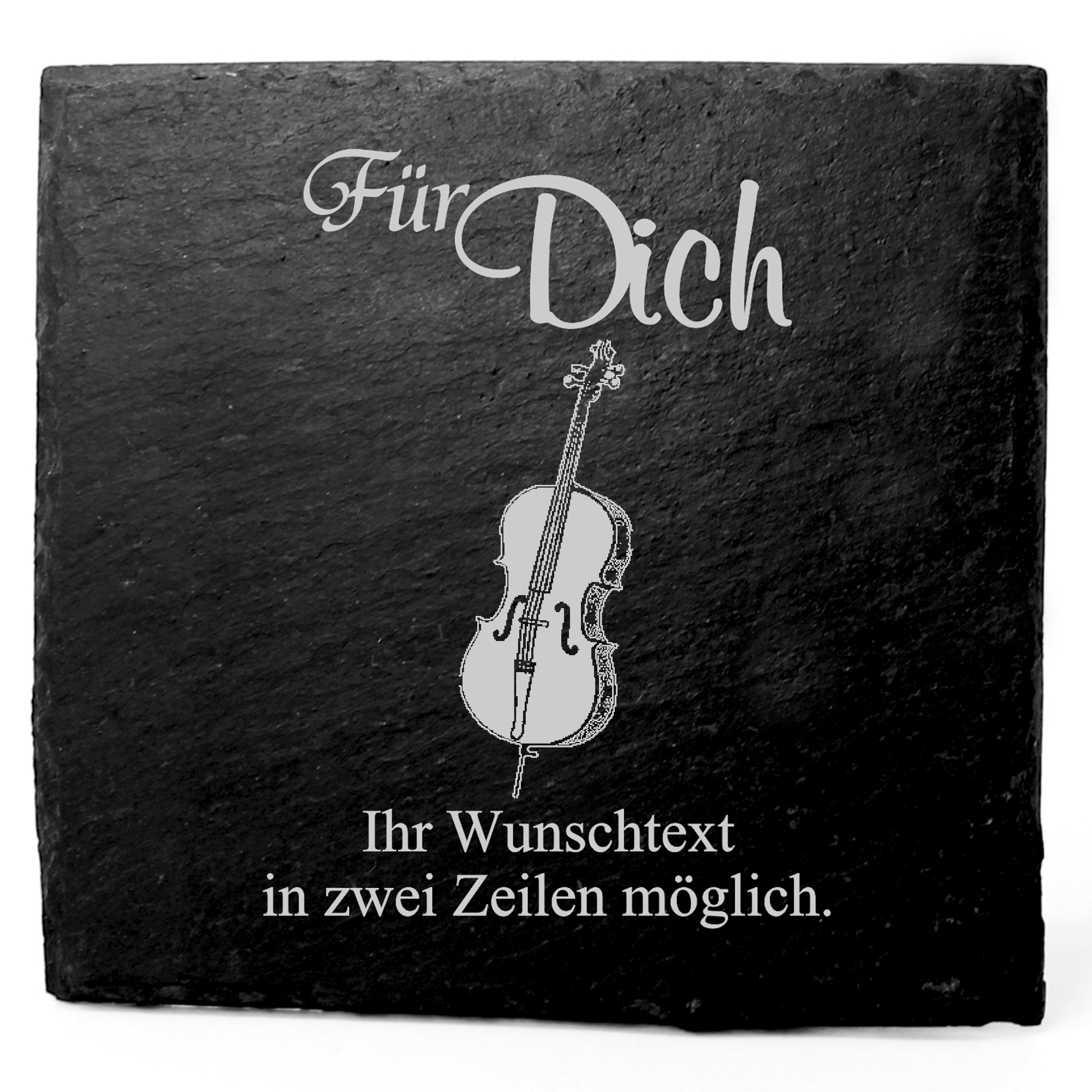 Deko Schiefer Untersetzer personalisiert Cello - Für Dich - 11x11cm