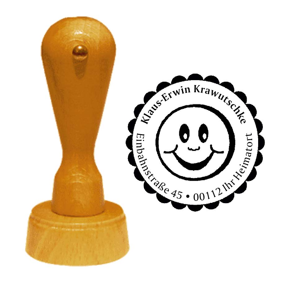 Adressenstempel « Smiley » mit persönlichem Wunschtext