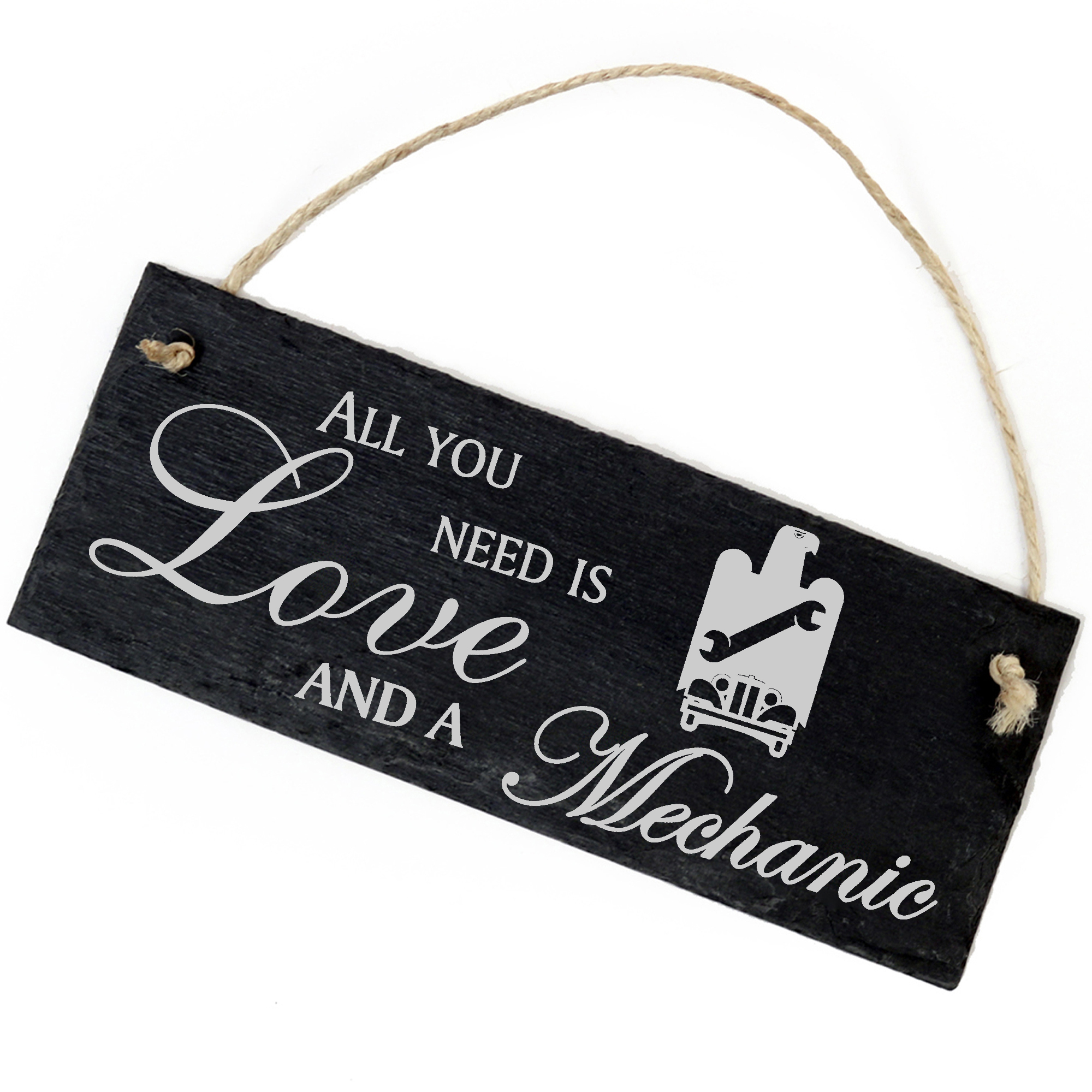 Schiefertafel Deko Mechaniker Schild 22 x 8 cm - All you need is Love and a Mechanic