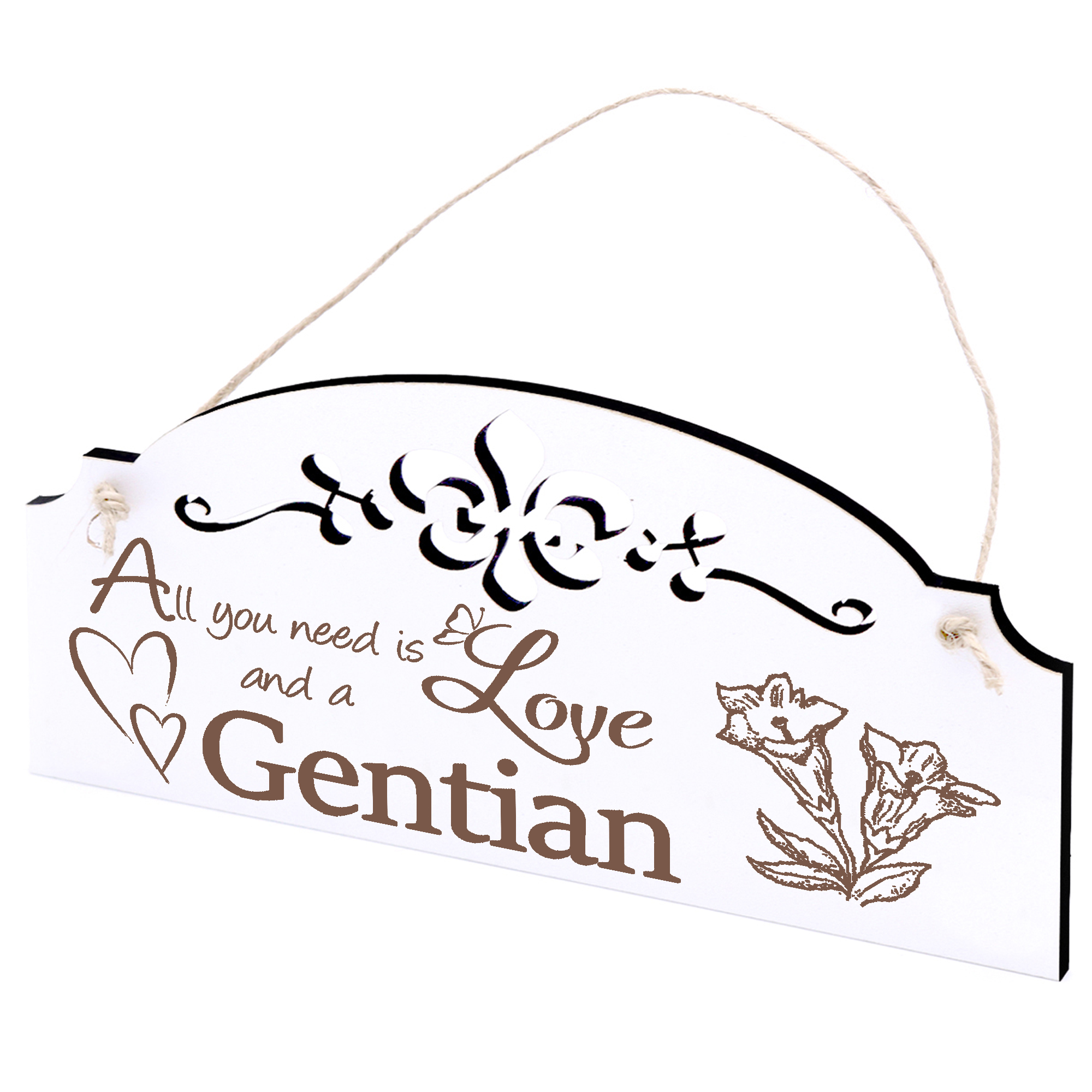 Schild Enzian Deko 20x10cm - All you need is Love and a Gentian - Holz