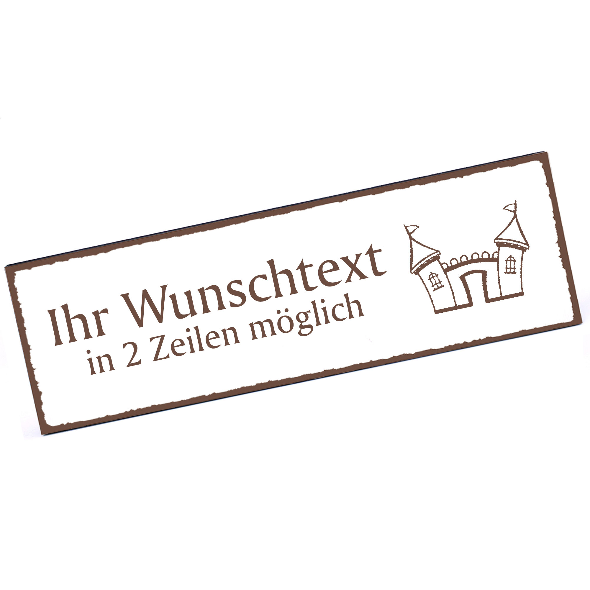 Türschild Comic Schloss  Namensschild personalisiert mit Gravur - 150mm x 50mm - selbstklebend